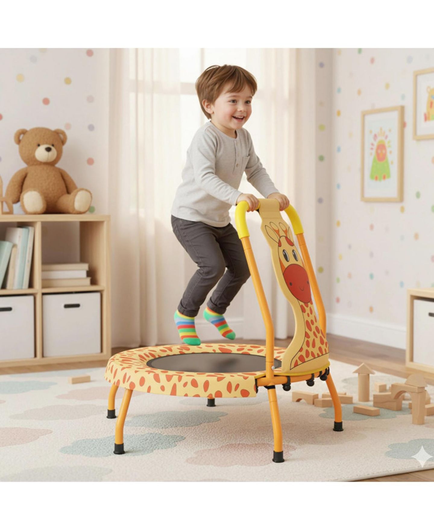 Детская игрушка SUGIFT Mini Trampoline with Foam-Padded Handle and Padded Cover, 28" x 30", 176 lbs Capacity, Ages 3-6, цвет: Оранжевый — фото 10