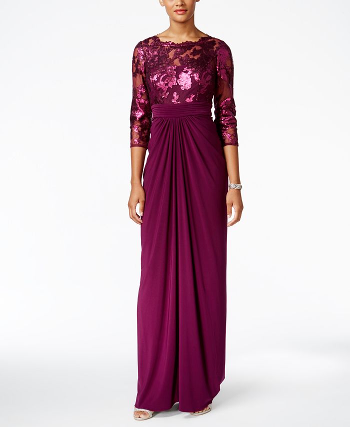 Adrianna papell sequin outlet illusion gown
