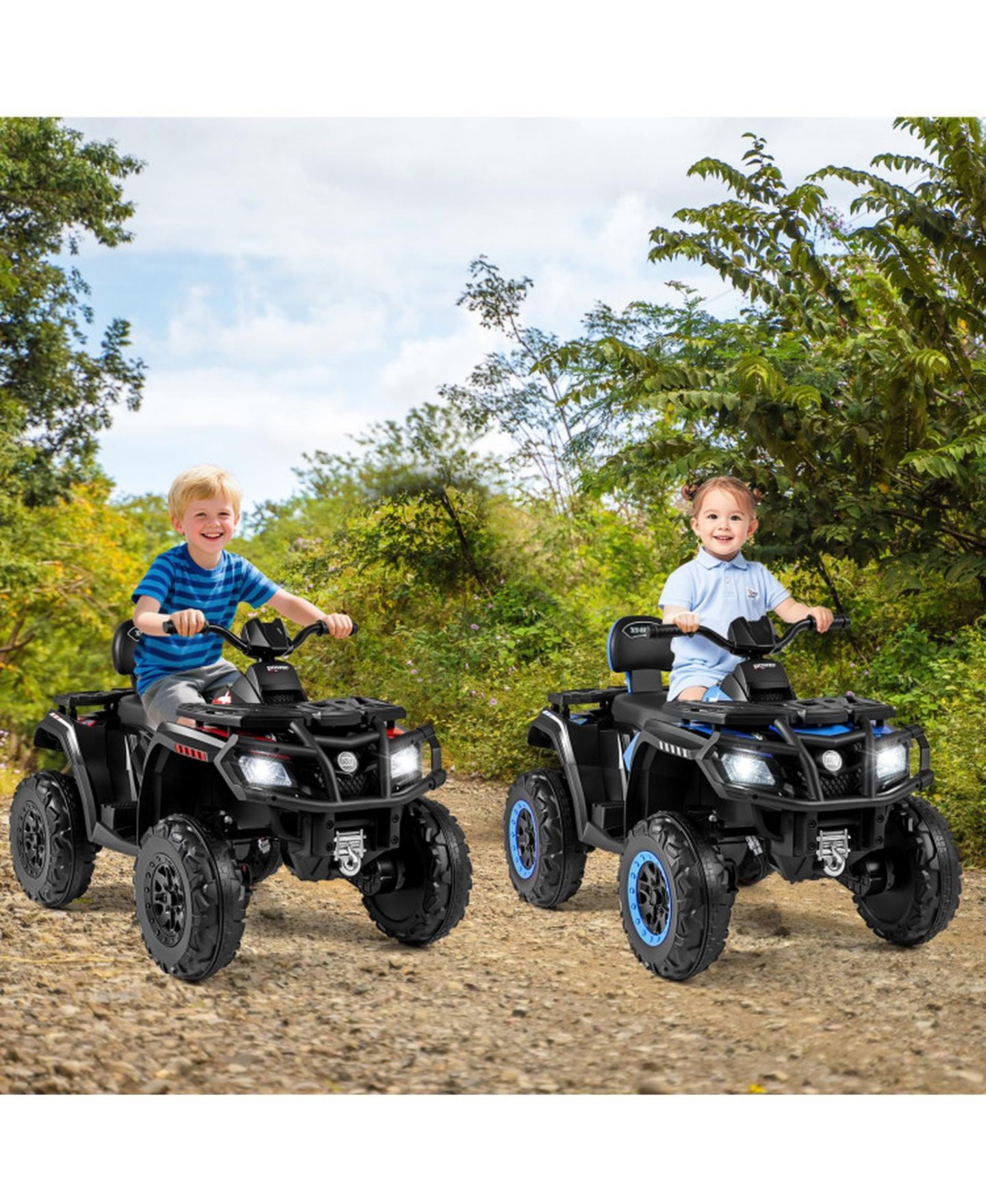Детская игрушка HONGGE 24V 2-Seater Kids Ride-On ATV with Four Motors and LED Lights, Ages 3-8, цвет: Тёмно-синий — фото 2
