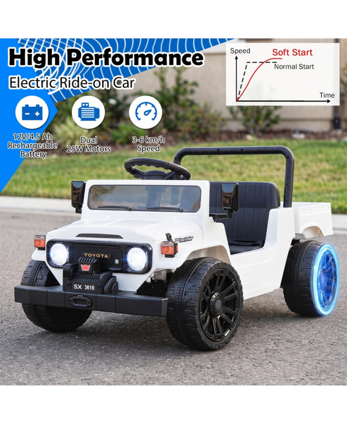 Hongge 12V Kids' Electric Dump-Bed Remote-Control Ride-On Pickup Truck, 66 lbs Capacity, Ages 3-6