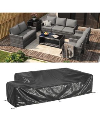 7 Pieces Patio Wicker Conversation Set with 2 Tables and Cover Outdoor Garden Furniture