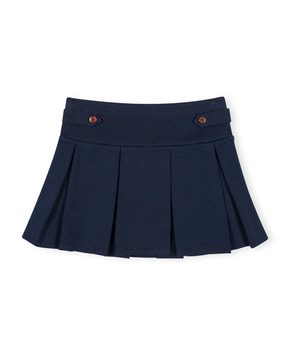 Hope & Henry Little and Big Girls' ( 6 to 12 ) Ponte Pleated Button Tab Skirt - Navy