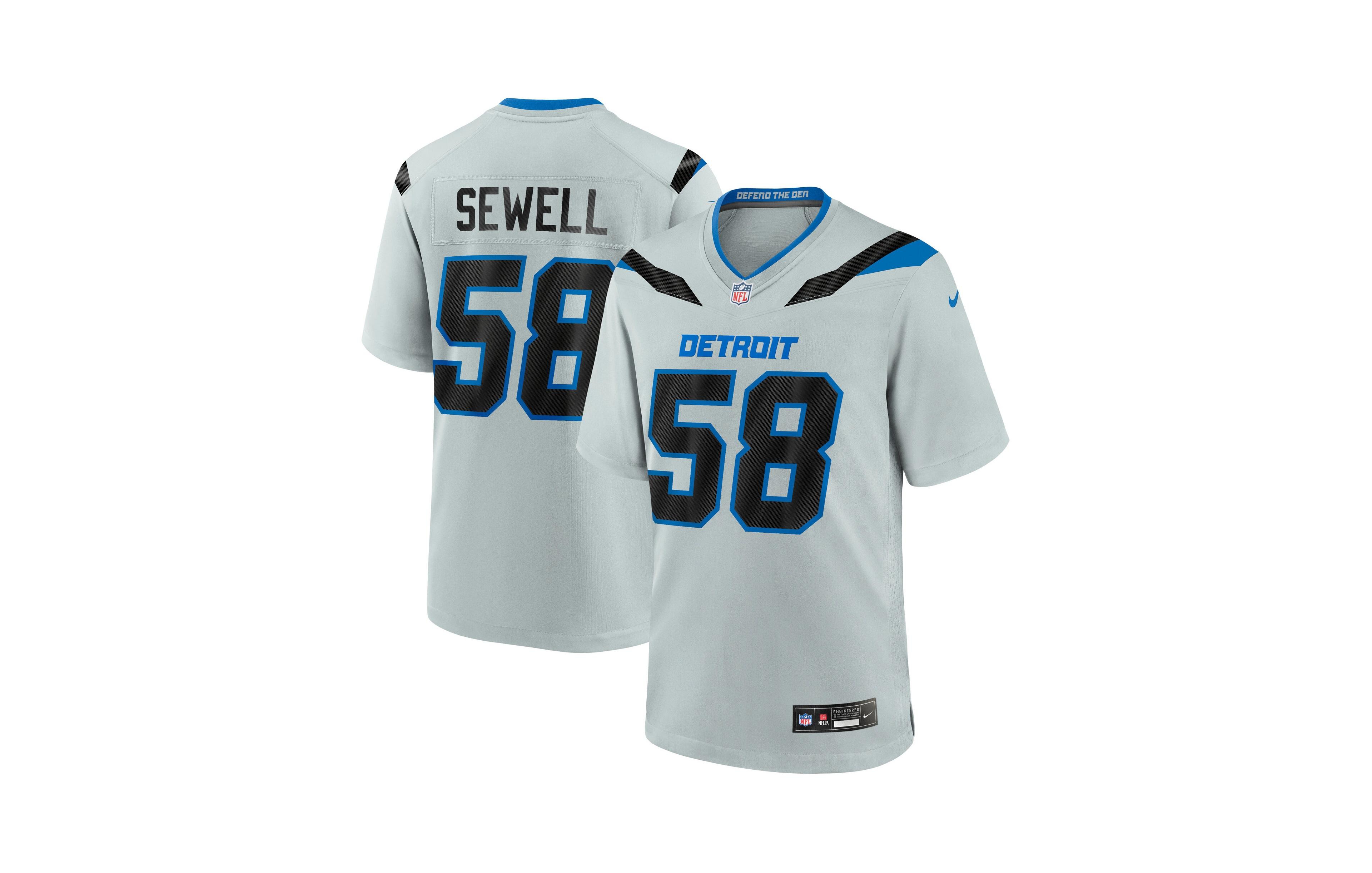 Nike Men's Penei Sewell Silver Detroit Lions 2026 Rivalries Collection Game Jersey
