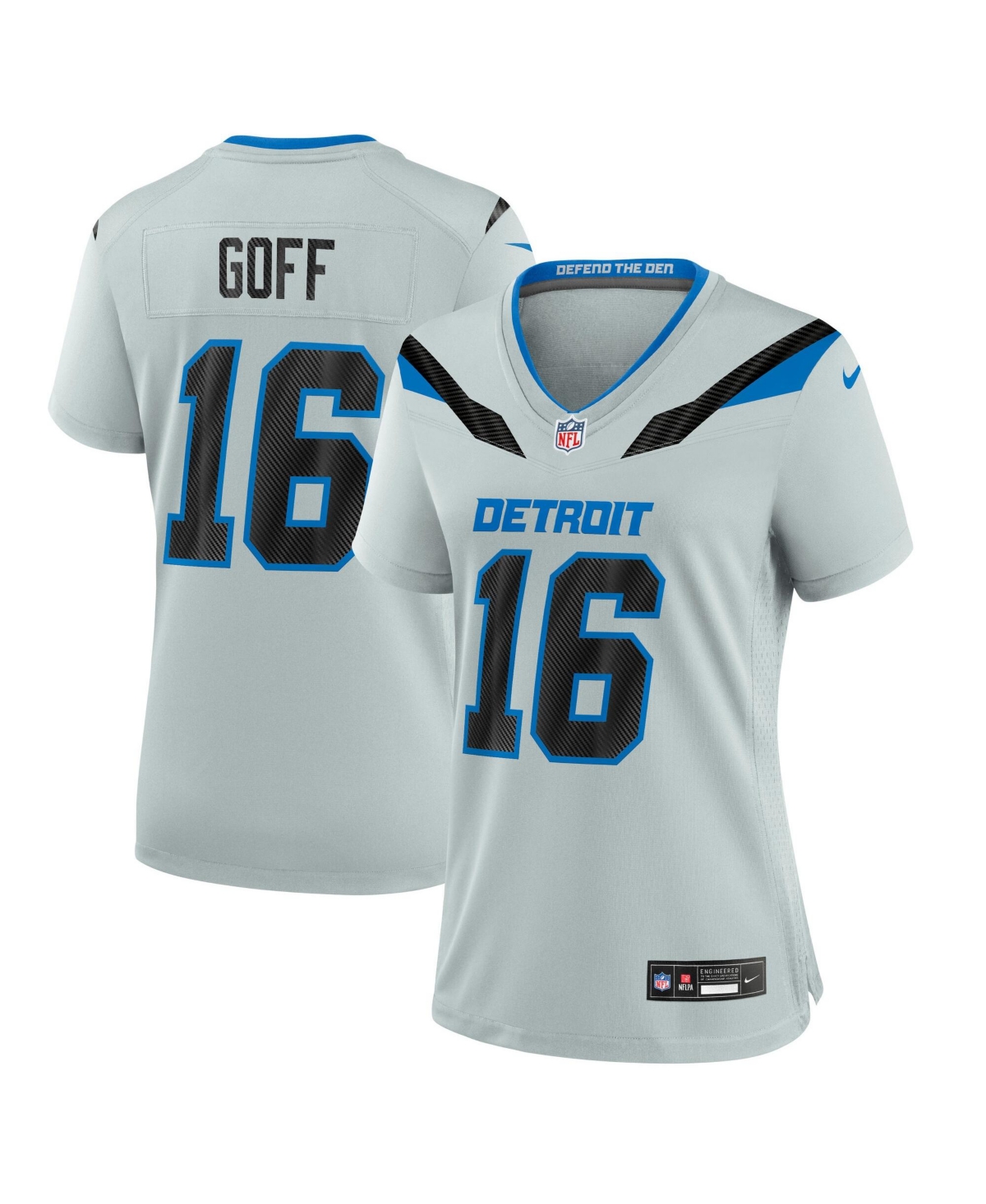 Nike Women's Jared Goff Silver Detroit Lions 2026 Rivalries Collection Game Jersey