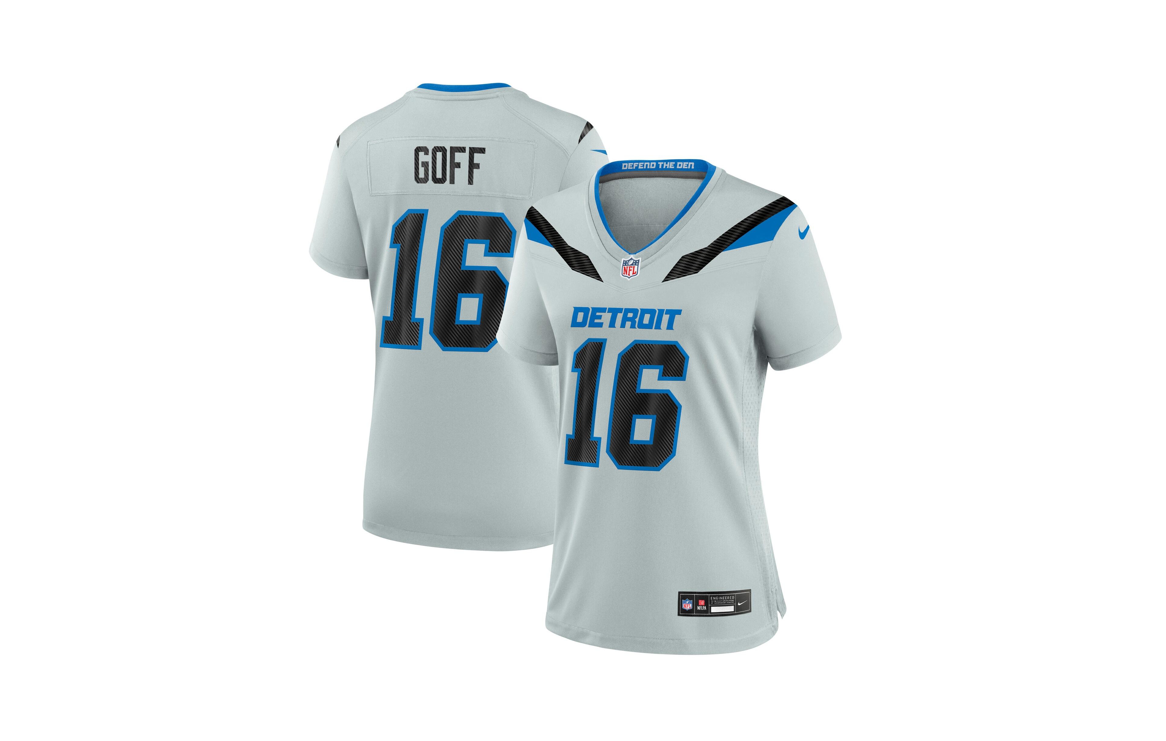 Nike Women's Jared Goff Silver Detroit Lions 2026 Rivalries Collection Game Jersey