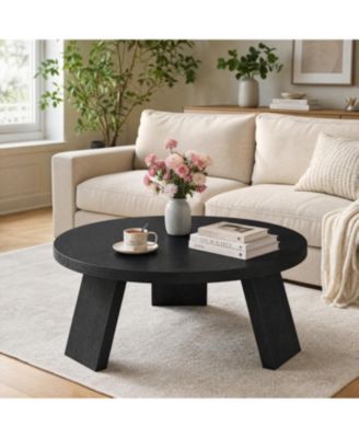Round Wood Coffee Tables for Living Room,Circle Coffee Table,for Apartment, Easy Assembly