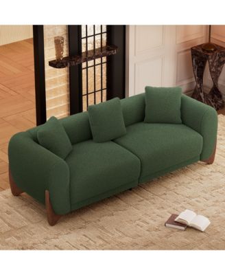 Mid Century Cloud Couch Sharp Upholstered Sofa with Waist Cushion Solid Wood Leg for Living Room Apartment