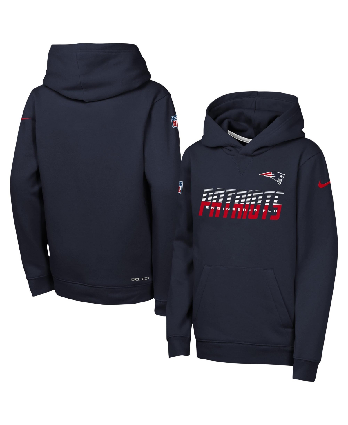 Nike Big Boys and Girls Navy New England Patriots Sideline Dri-fit Hoodie