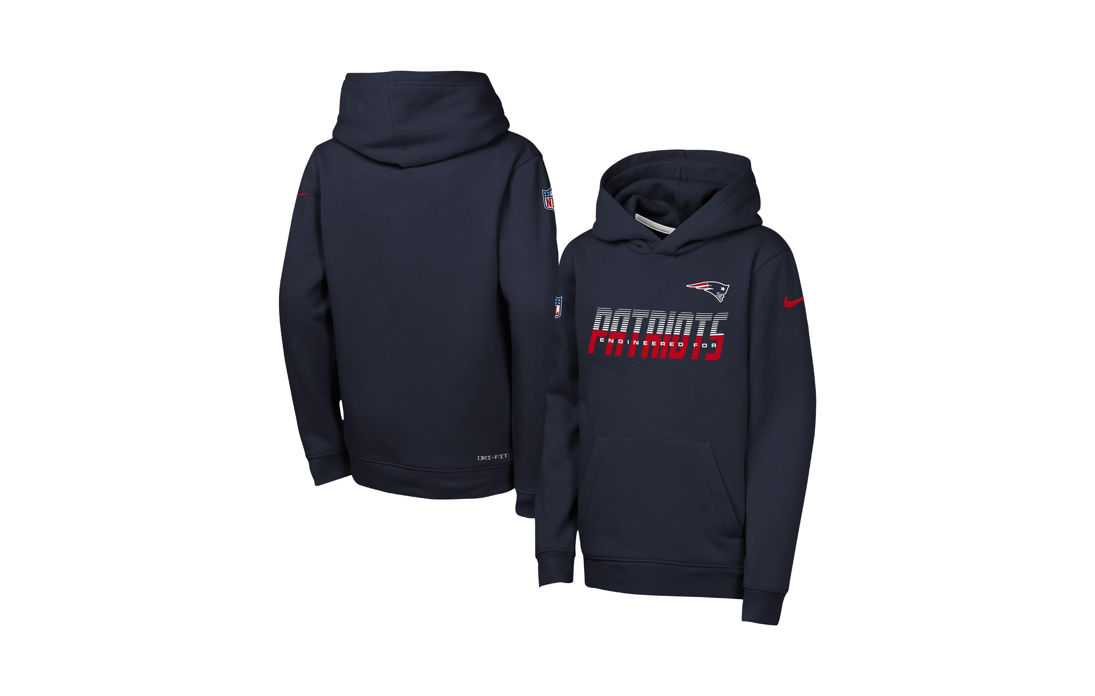 Nike Big Boys and Girls Navy New England Patriots Sideline Dri-fit Hoodie