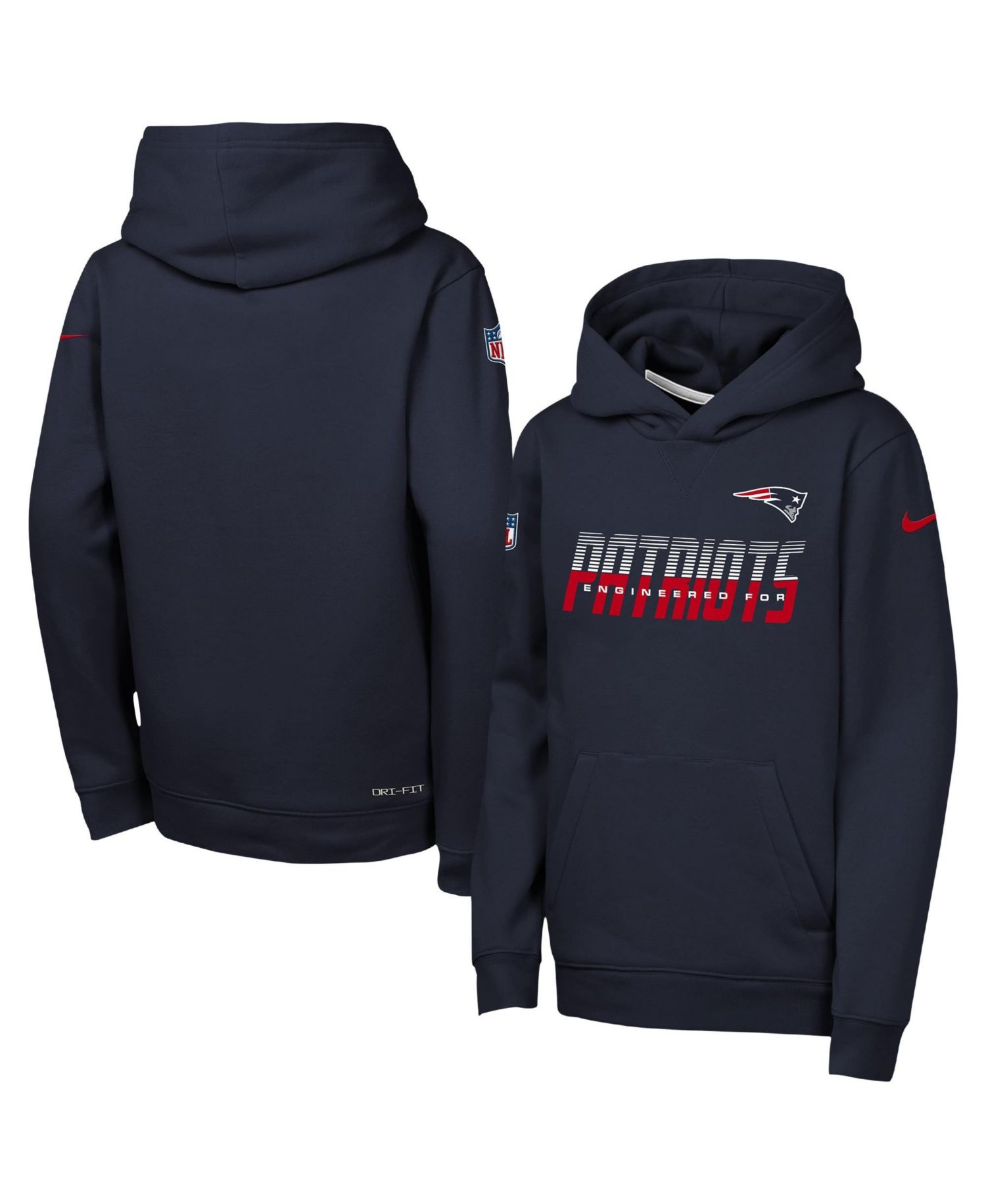 Big Boys and Girls Navy New England Patriots Sideline Dri-FIT Hoodie