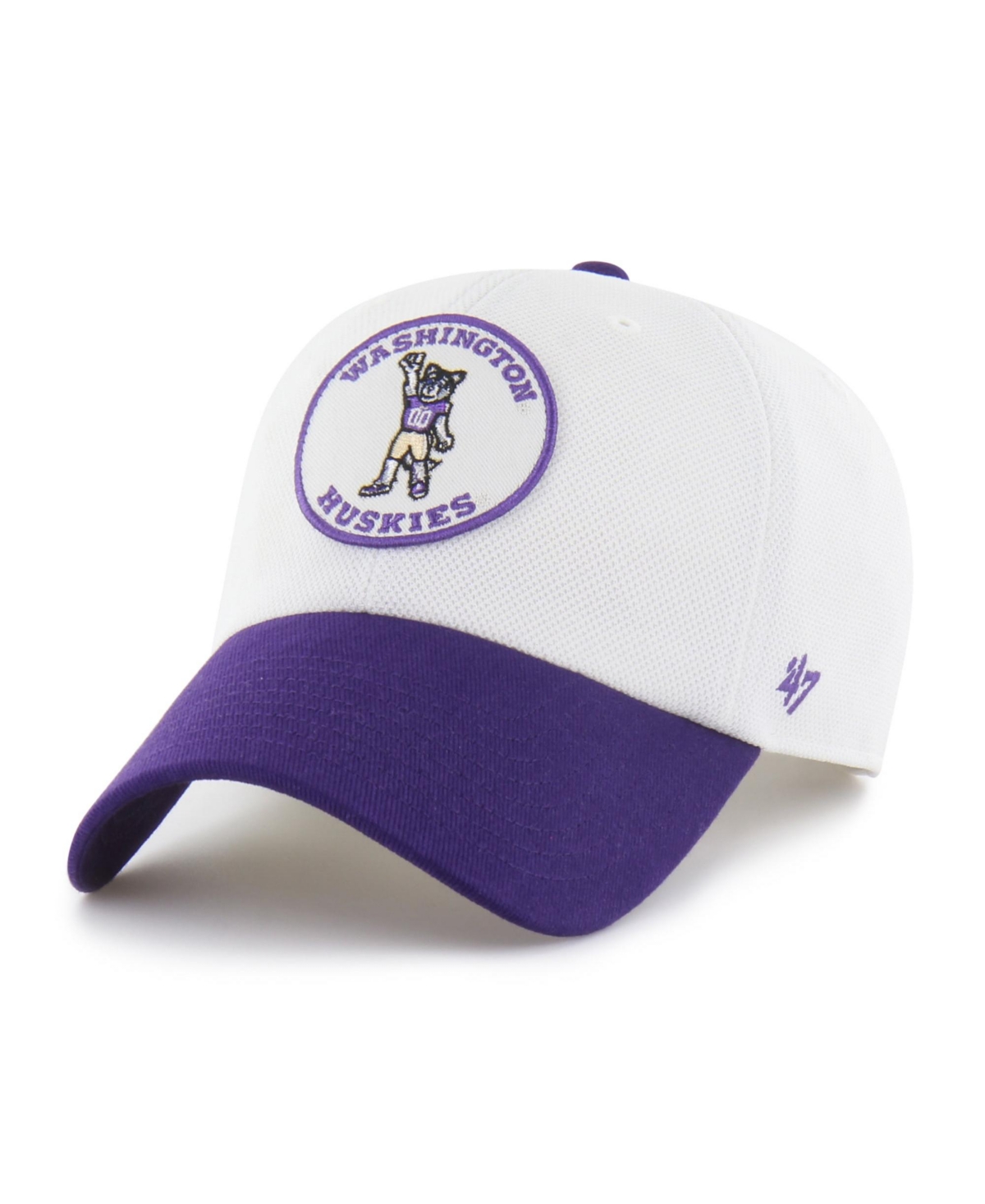 '47 Brand Men's and Women's White/Purple Washington Huskies Pique Patch Clean Up Adjustable Hat