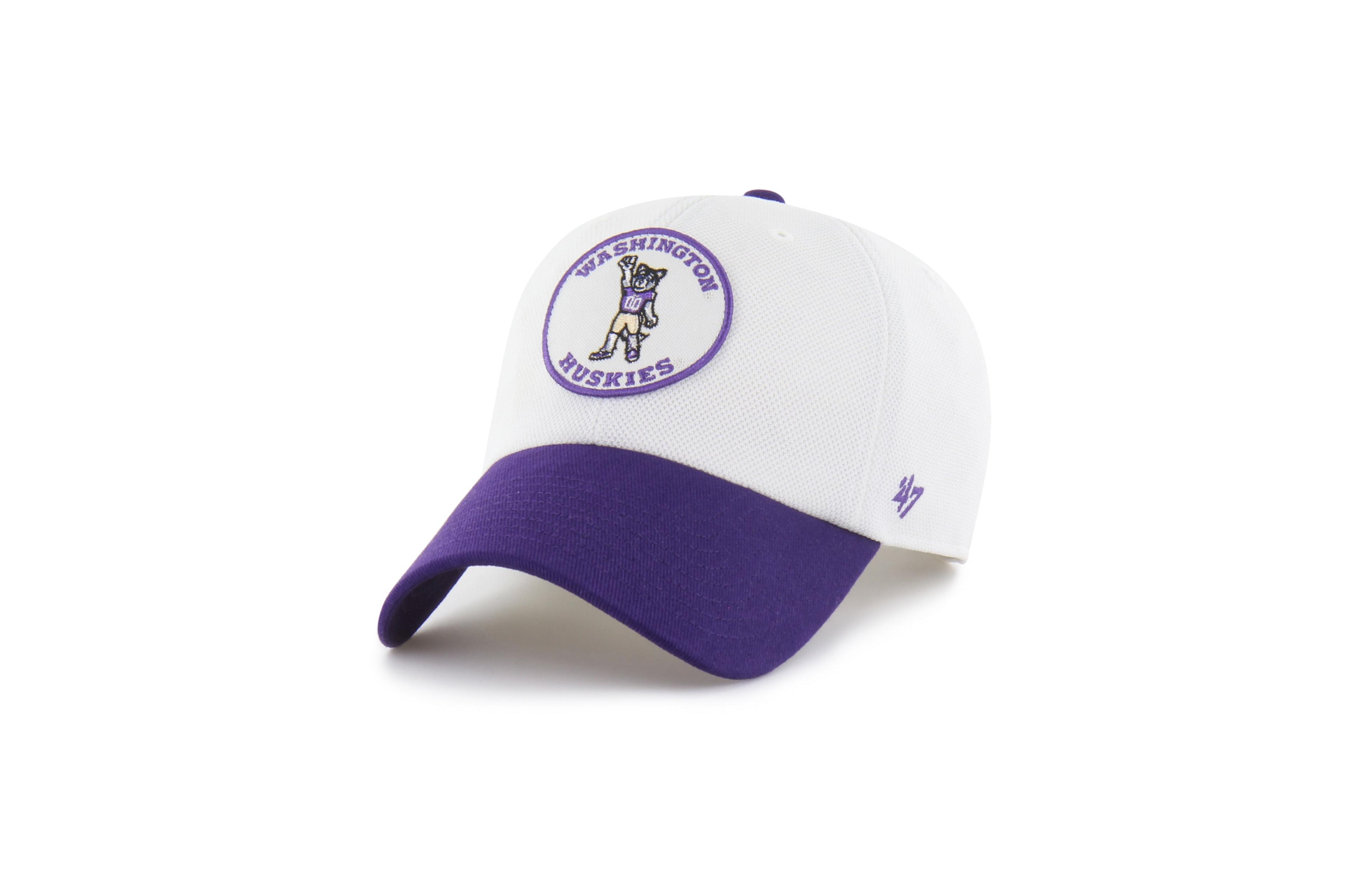 '47 Brand Men's and Women's White/Purple Washington Huskies Pique Patch Clean Up Adjustable Hat