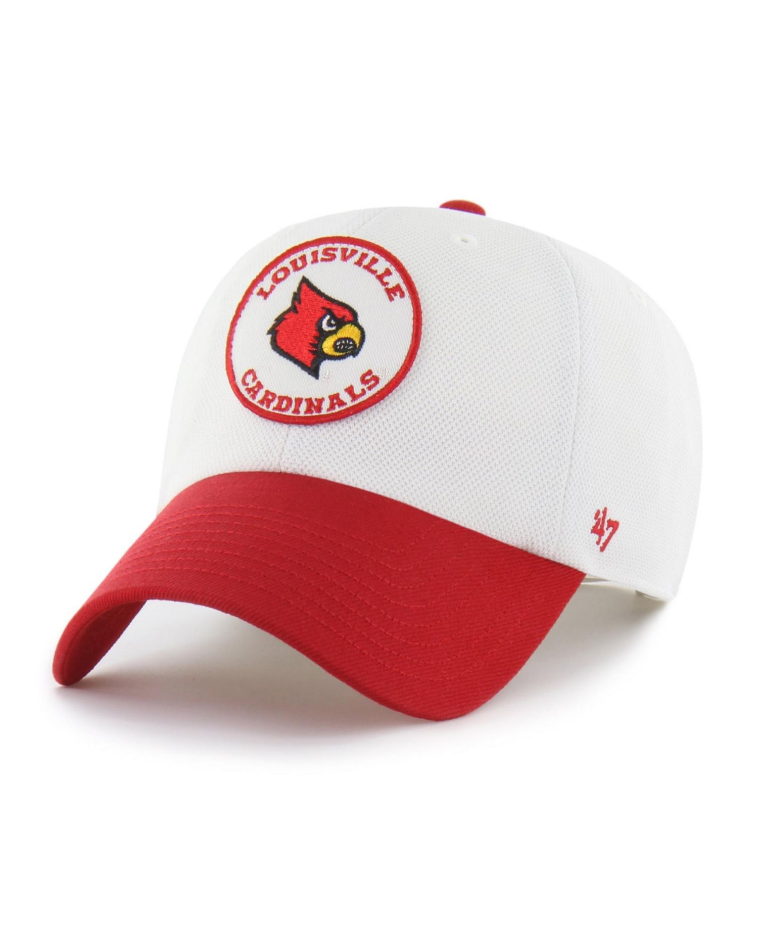 Men's and Women's '47 White/Cardinal Louisville Cardinals Pique Patch Clean Up Adjustable Hat