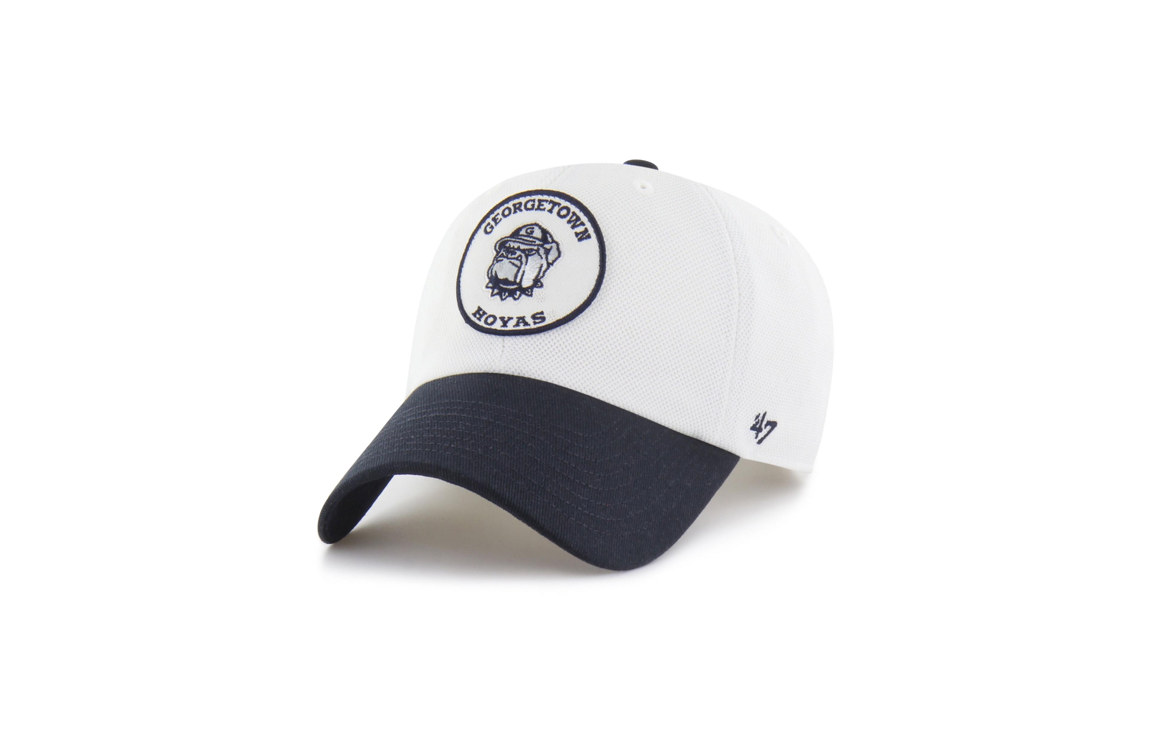 '47 Brand Men's and Women's White/Navy Georgetown Hoyas Pique Patch Clean Up Adjustable Hat