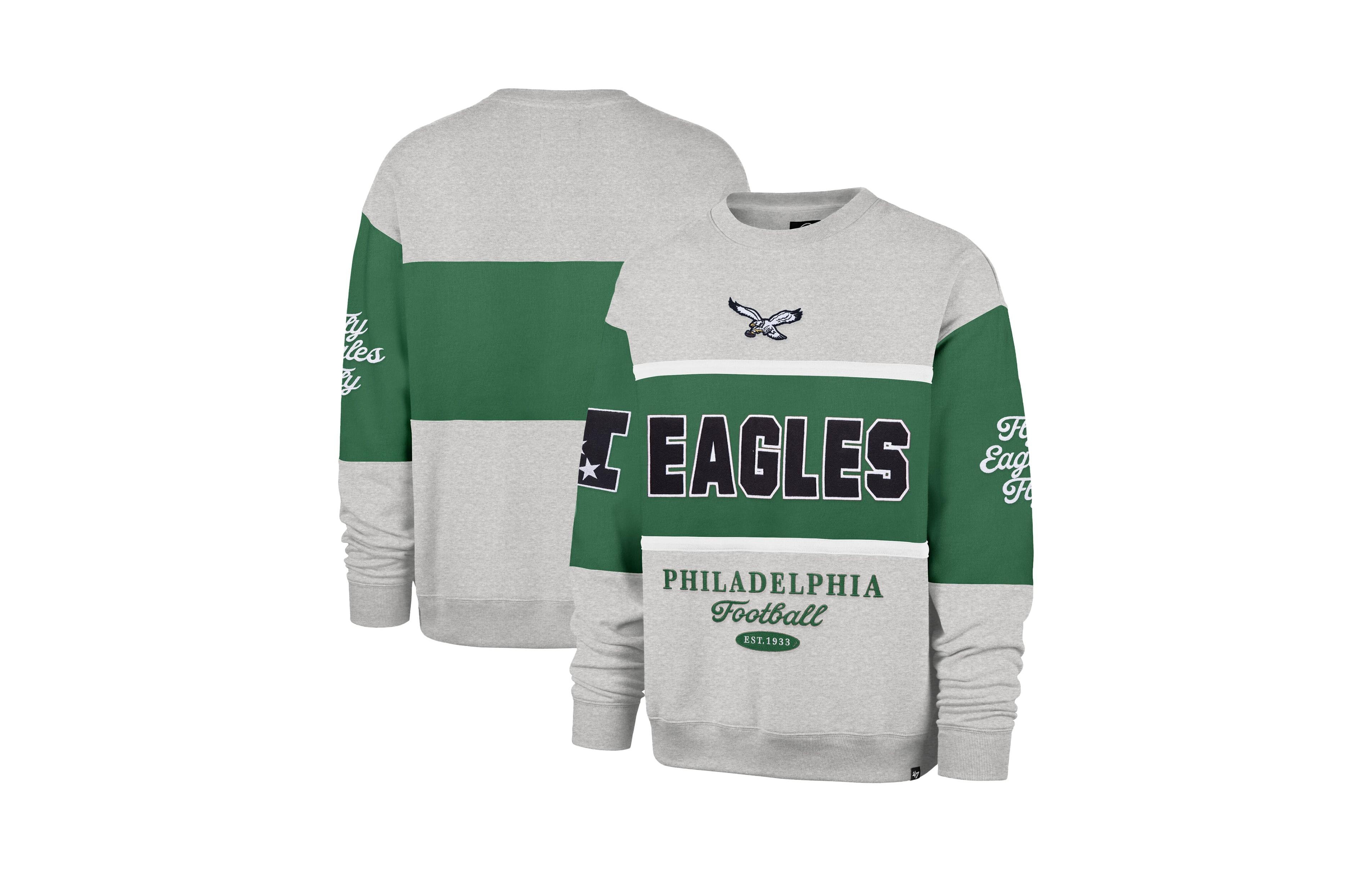'47 Brand Men's Kelly Green/Heather Gray Philadelphia Eagles Blockfield Maximalist Sweatshirt