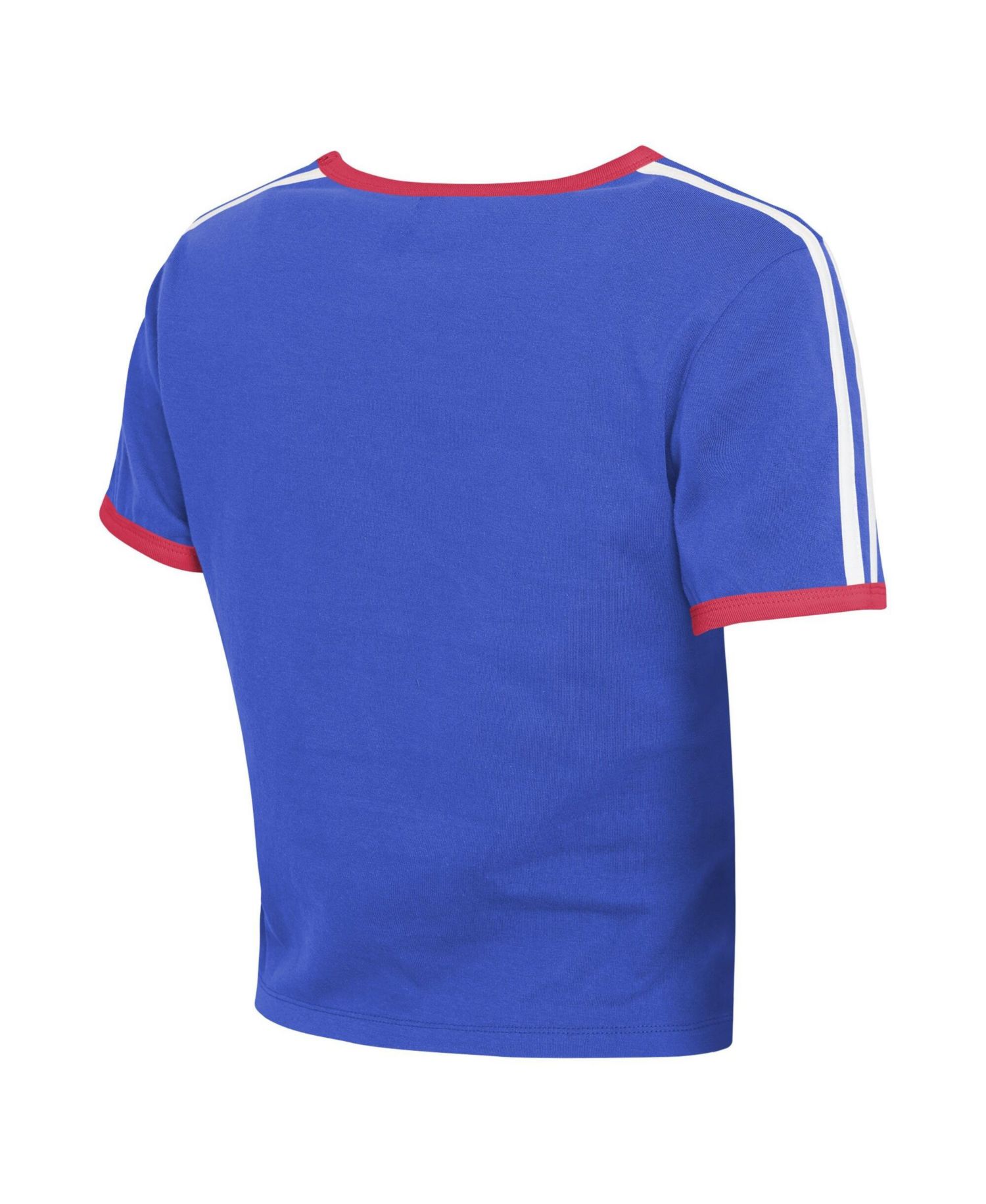 Women's Royal Buffalo Bills Cropped Throwback Ringer Baby T-Shirt