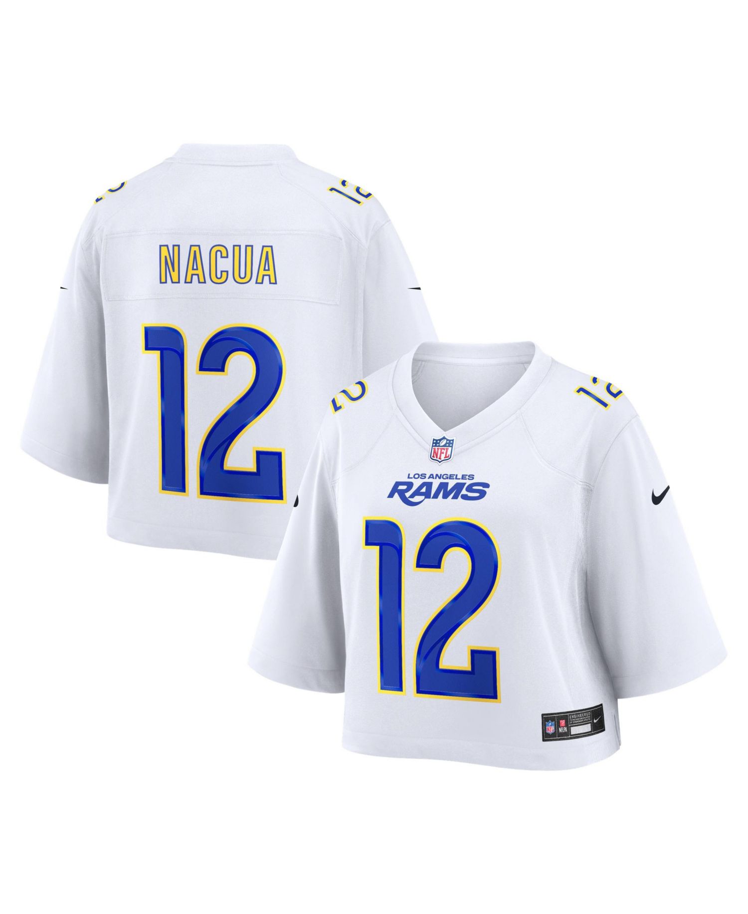 Women's Puka Nacua White Los Angeles Rams Cropped Fashion Game Jersey