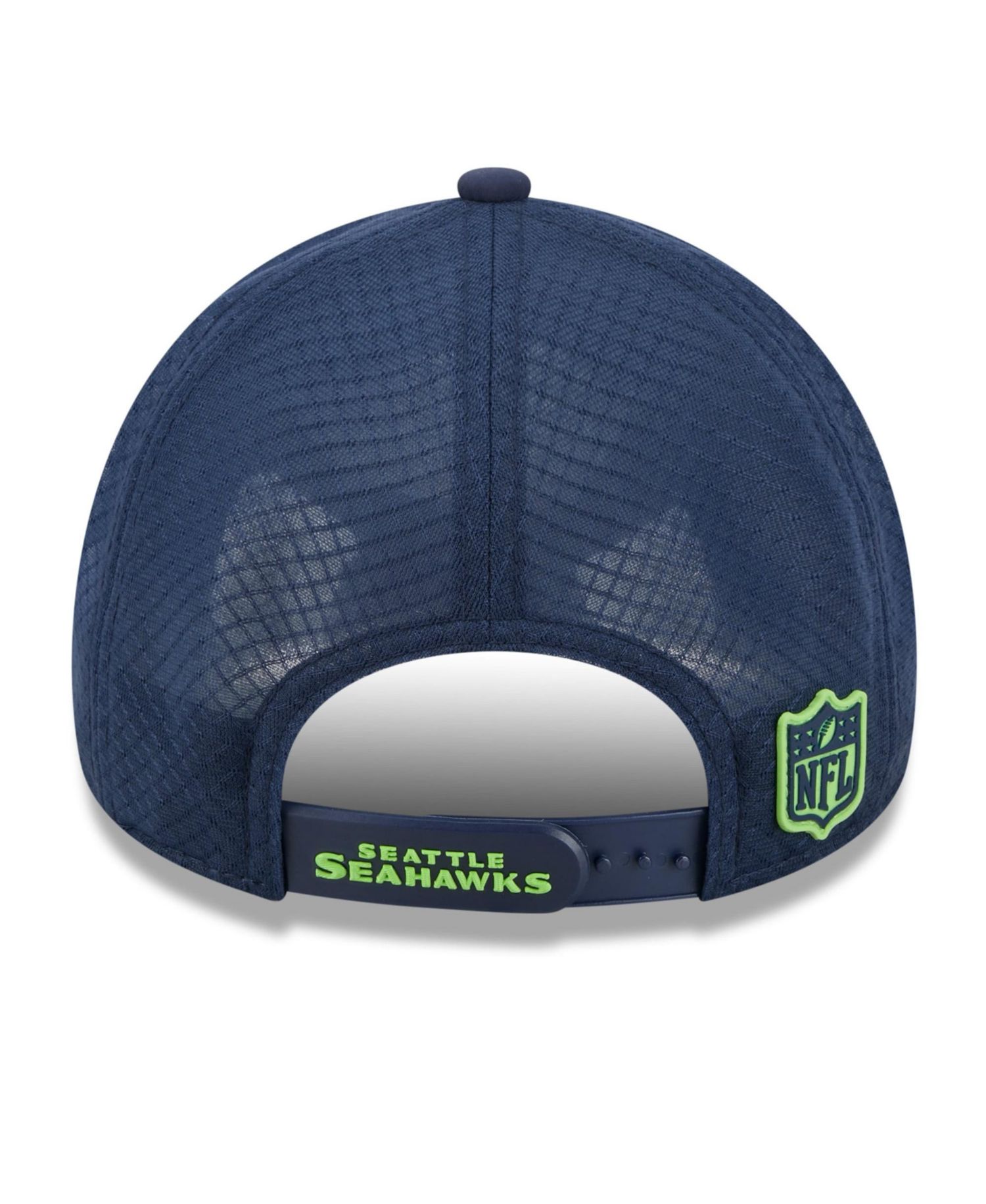 Big Boys and Girls College Navy Seattle Seahawks 2026 Sideline Apex 9FORTY Adjustable Trucker Hat