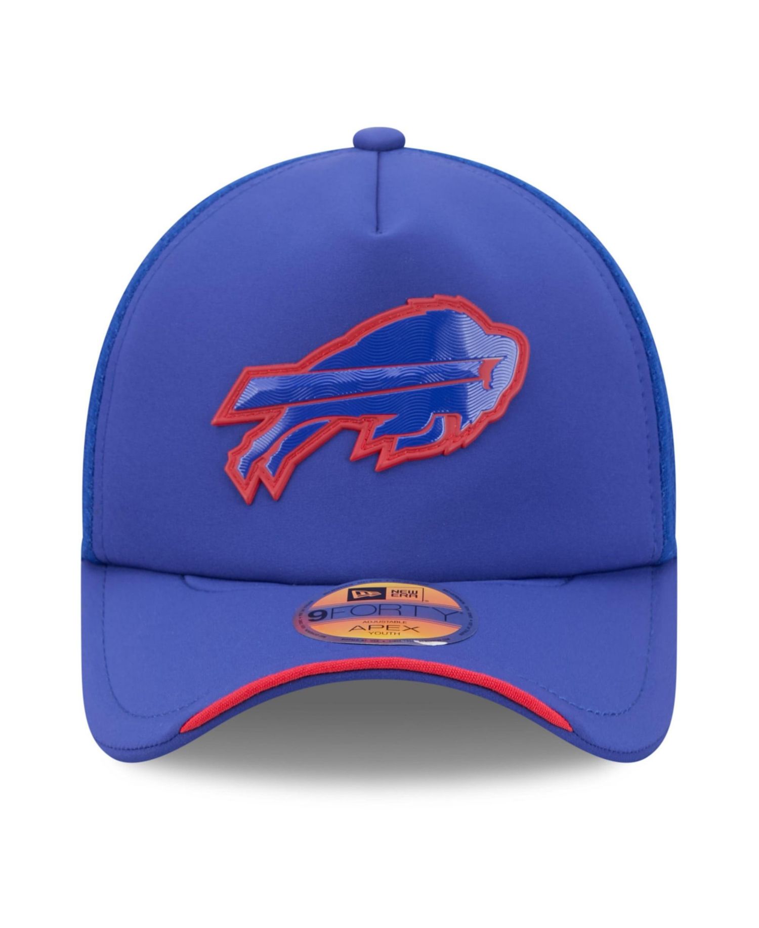 Big Boys and Girls Royal Buffalo Bills 2026 Sideline Apex 9FORTY Adjustable Trucker Hat