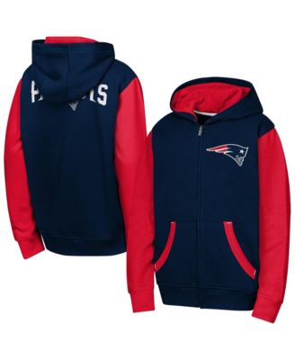 Big Boys and Girls Navy New England Patriots Stadium Colorblock Full-Zip Hoodie