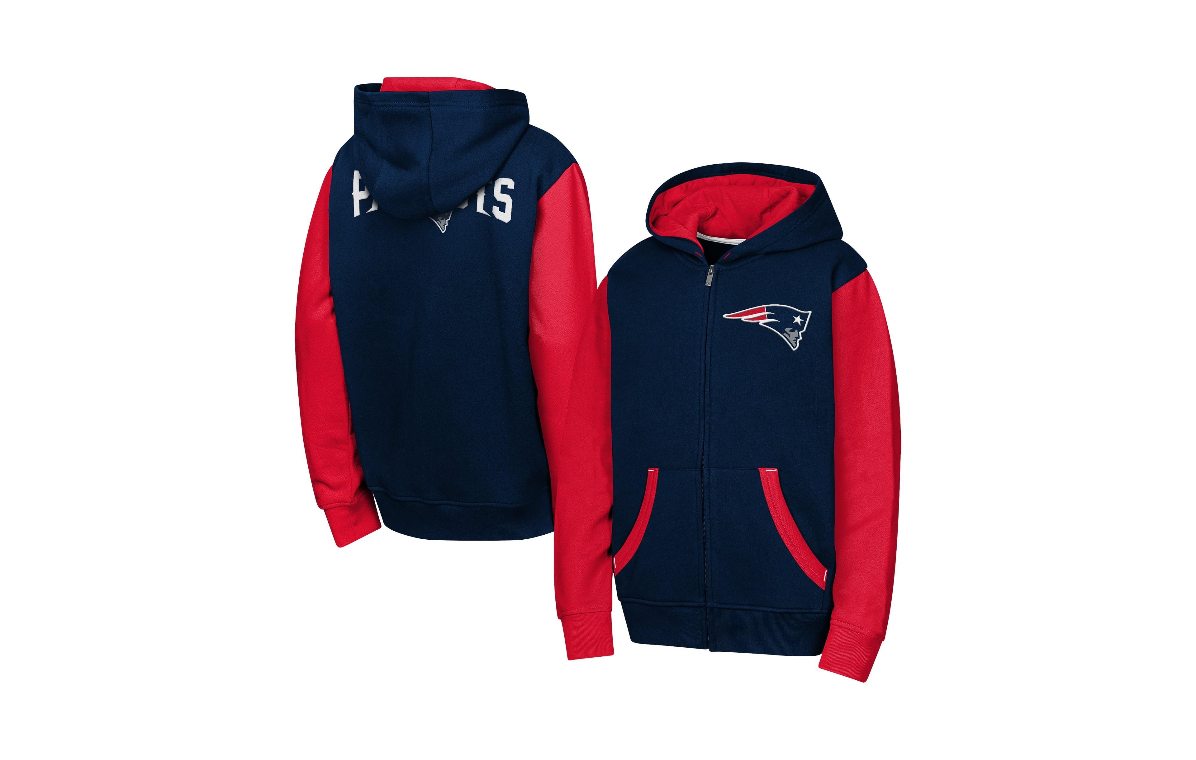 Outerstuff Big Boys and Girls Navy New England Patriots Stadium Color block Full-Zip Hoodie