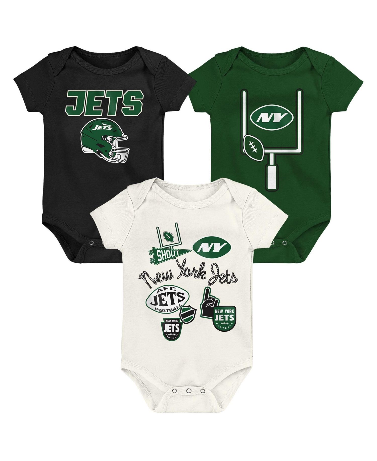 Baby Boys and Girls & Baby Boys and Girls New York Jets Littlest Player Three-Piece Bodysuit Set