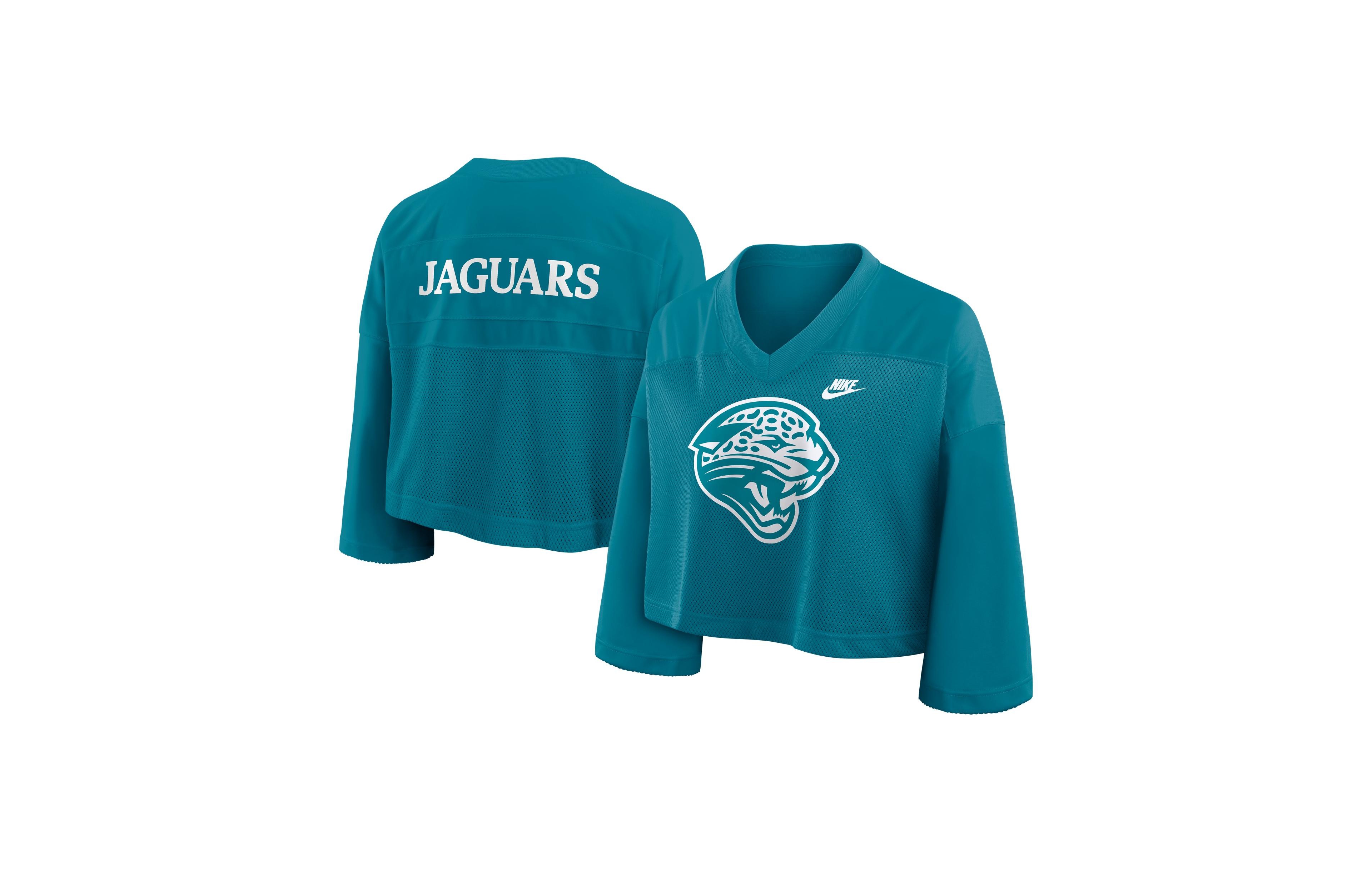 Nike Women's Teal Jacksonville Jaguars Rewind Cropped Mesh Dri-fit Fashion Jersey