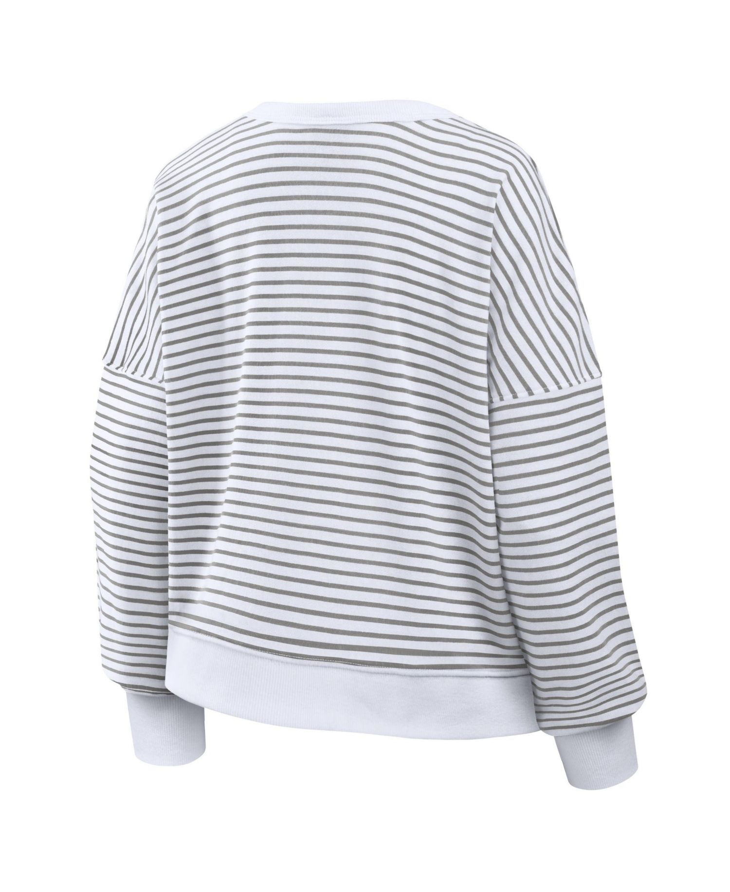 Women's White/Gray Cleveland Browns Striped Oversized French Terry Sweatshirt