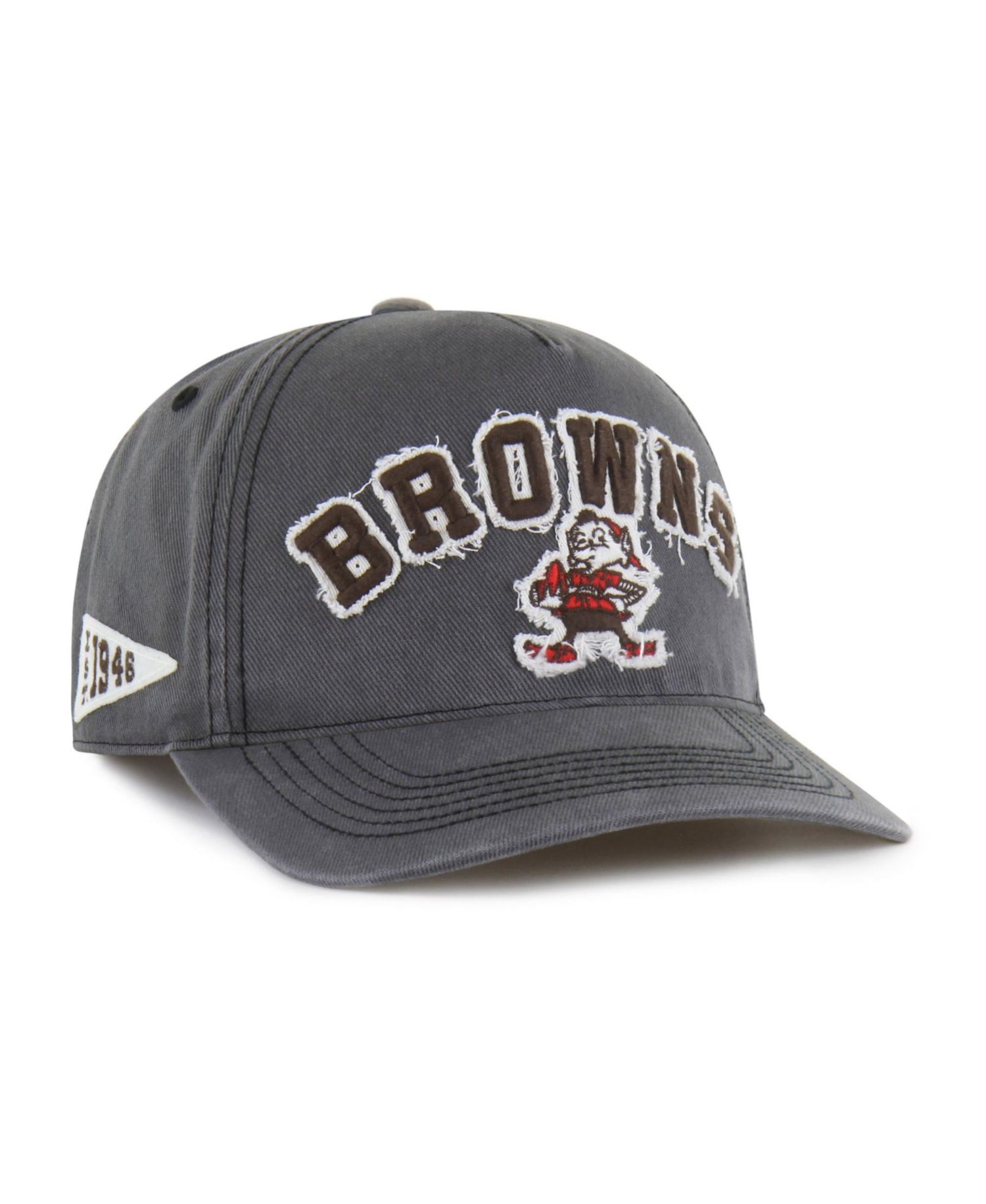 Men's '47 Charcoal Cleveland Browns Throwback Calderwood Well Worn Hitch Adjustable Hat