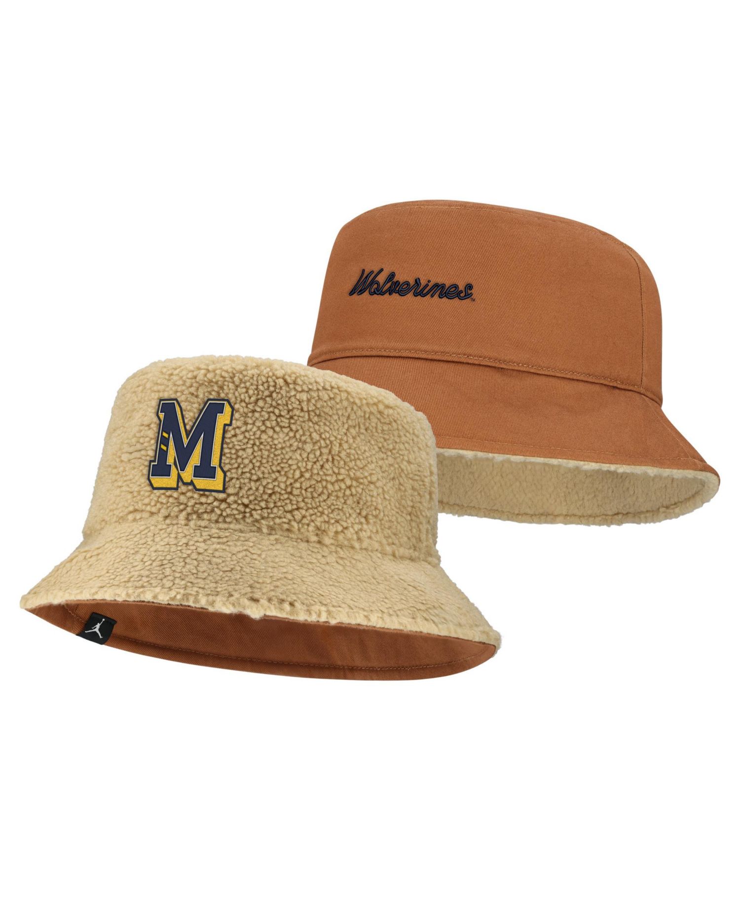 Men's and Women's Beige/Tan Michigan Wolverines Campus Prep Script Reversible Bucket Hat