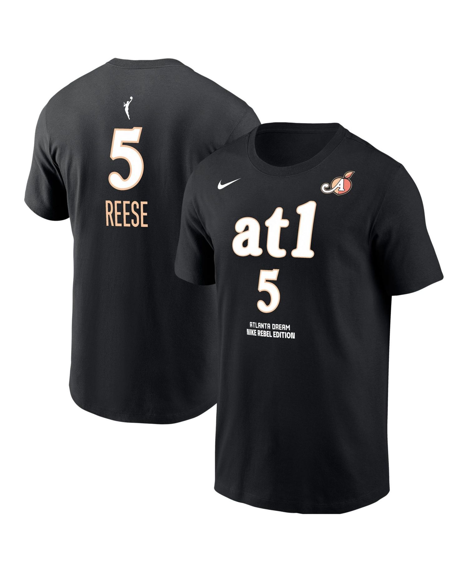 Men's Angel Reese Black Atlanta Dream Name & Number Rebel Edition T-Shirt