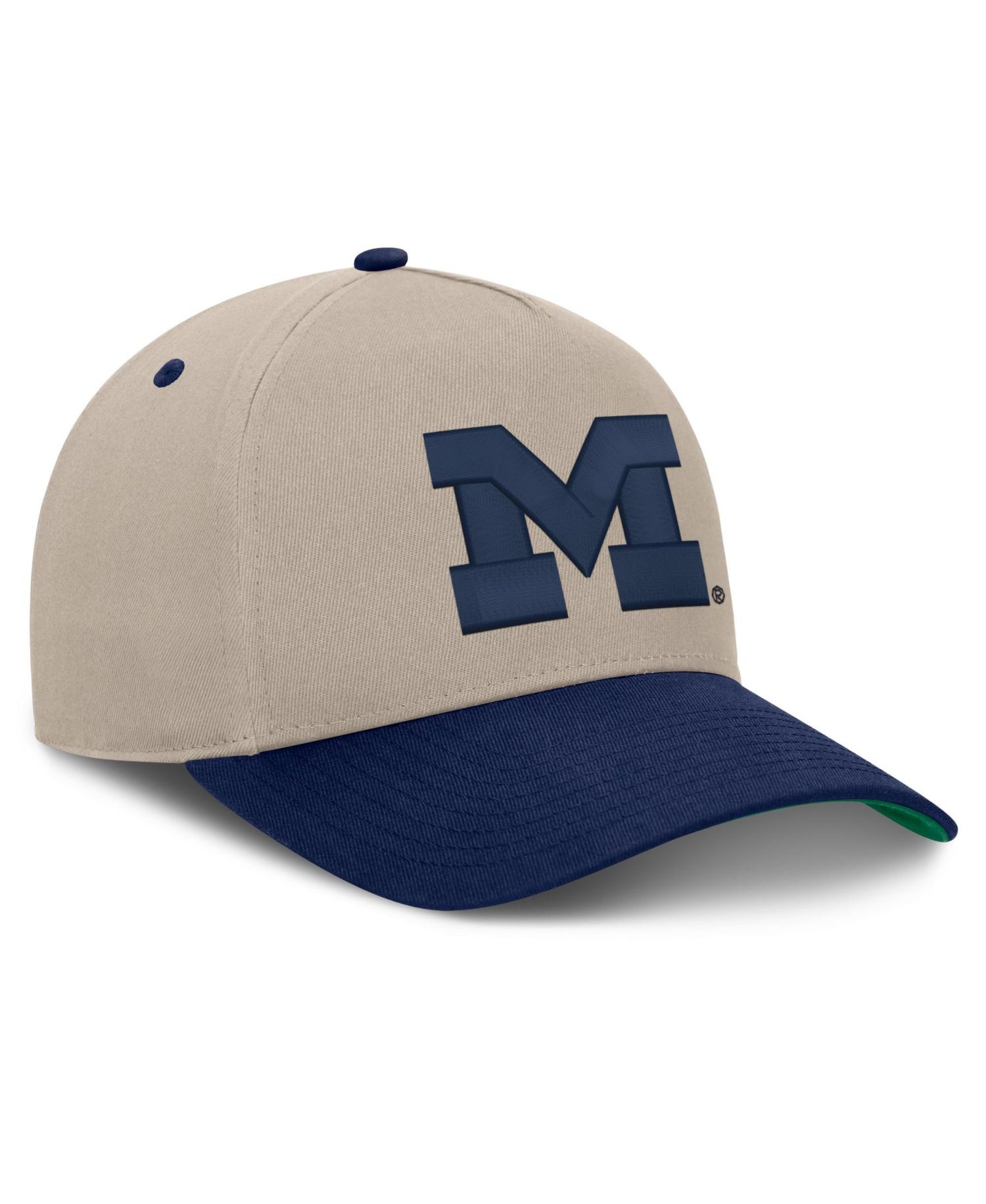 Men's Stone/Navy Michigan Wolverines Veteran Two-Tone Adjustable Hat