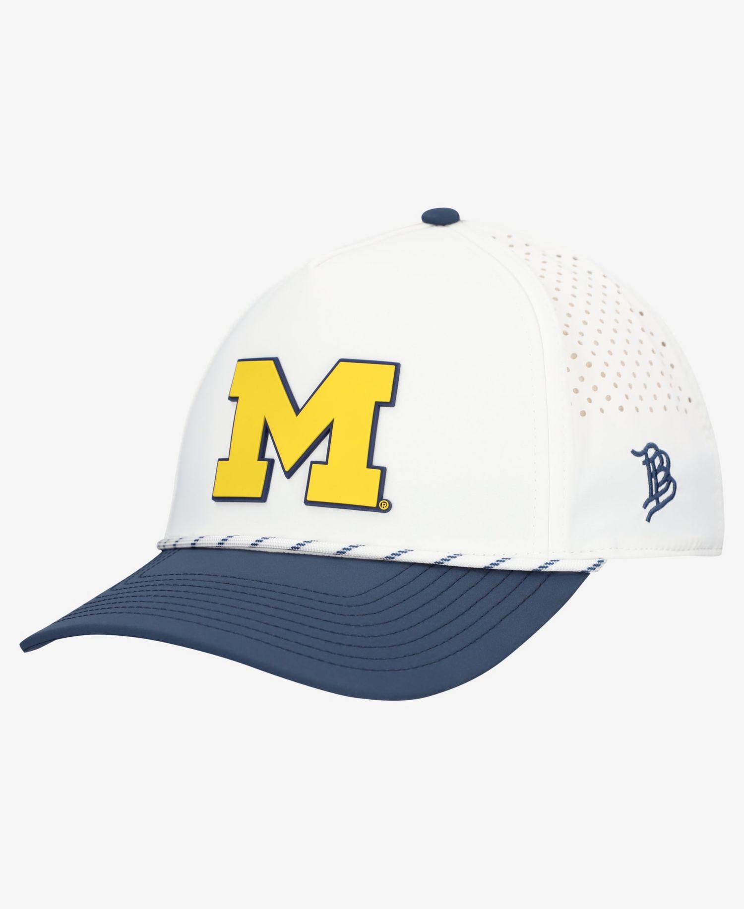 Men's White/Navy Michigan Wolverines Classic Adjustable Rope Hat