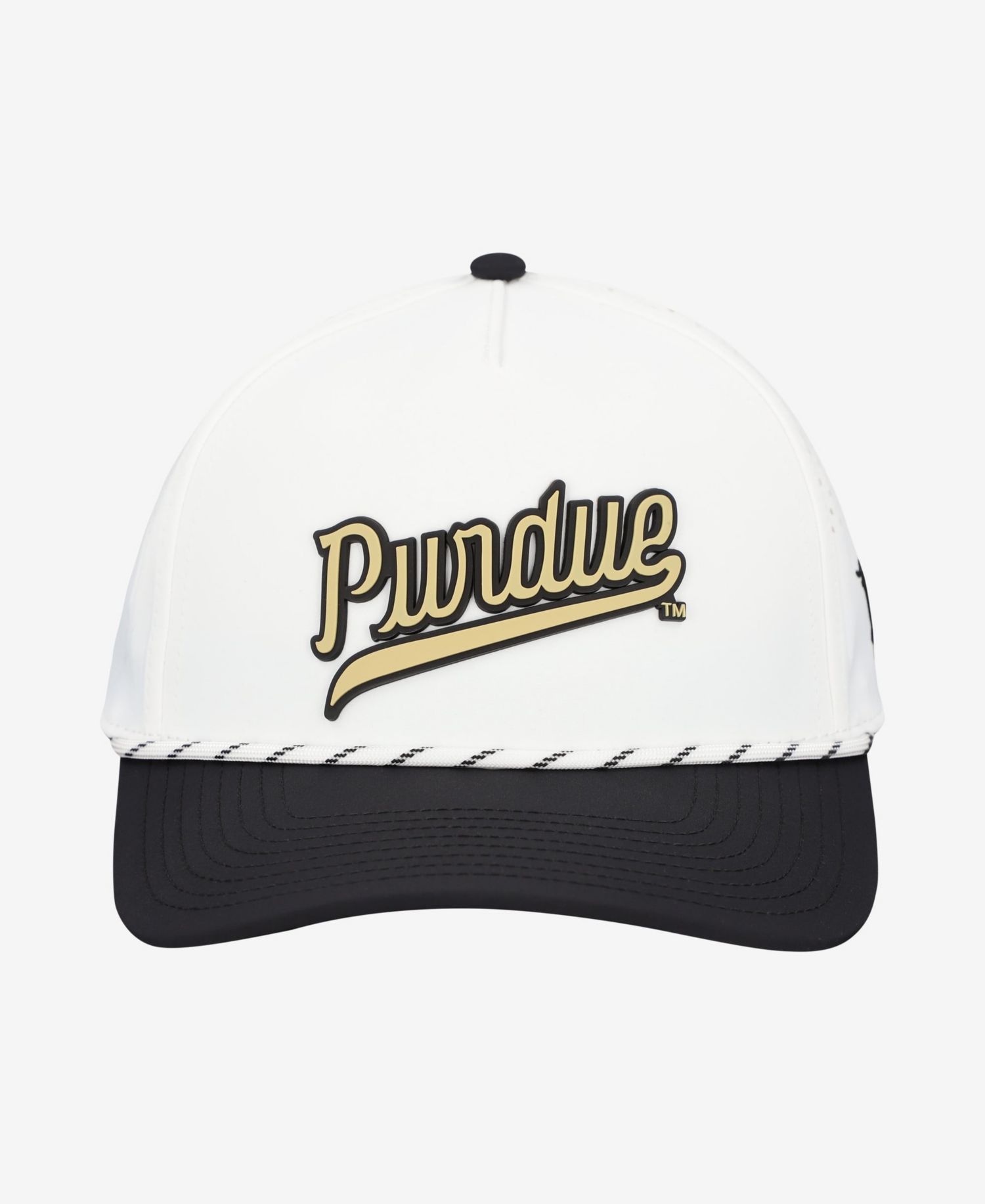 Men's White/Black Purdue Boilermakers Classic Adjustable Rope Hat