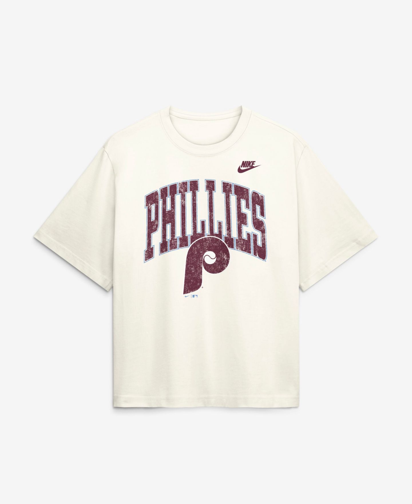 Женская футболка Nike Cream Philadelphia Phillies Arched Distressed Boxy — фото 1