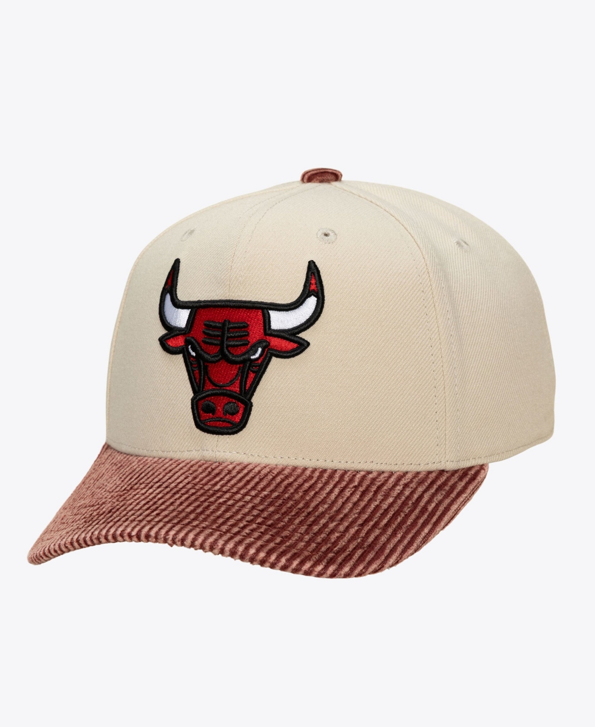 Mitchell & Ness Men's Mitchell Ness Cream/Red Chicago Bulls Washed Corduroy Pro Crown Snapback Hat
