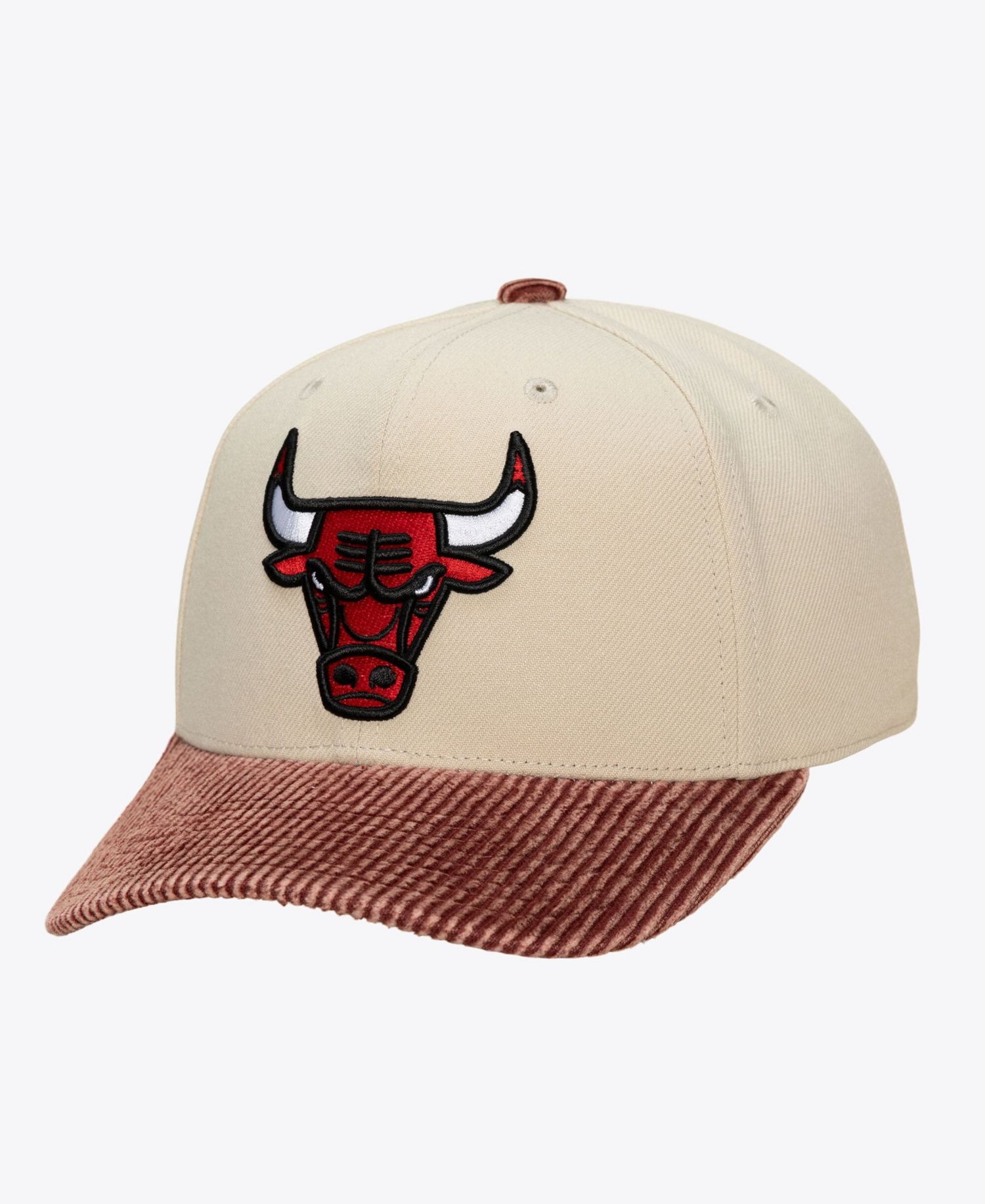 Men's Cream/Red Chicago Bulls Washed Corduroy Pro Crown Snapback Hat