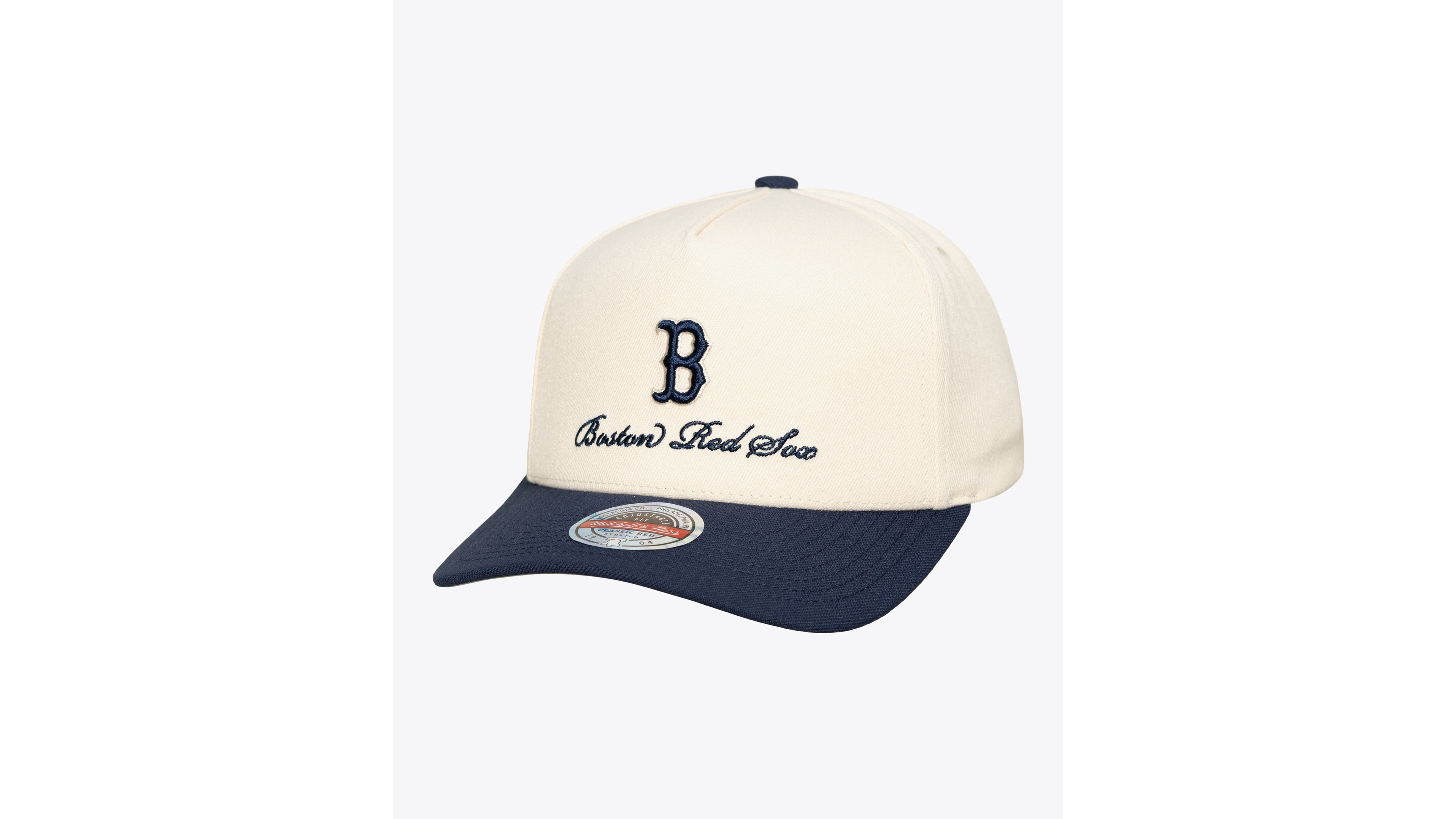 Mitchell & Ness Men's Mitchell Ness Cream/Navy Boston Red Sox Flawless Stretch-Snapback Hat