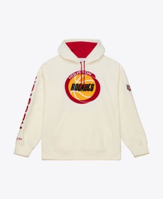 Men's Cream Houston Rockets Hardwood Classics Chainstitch Premium Fleece Hoodie