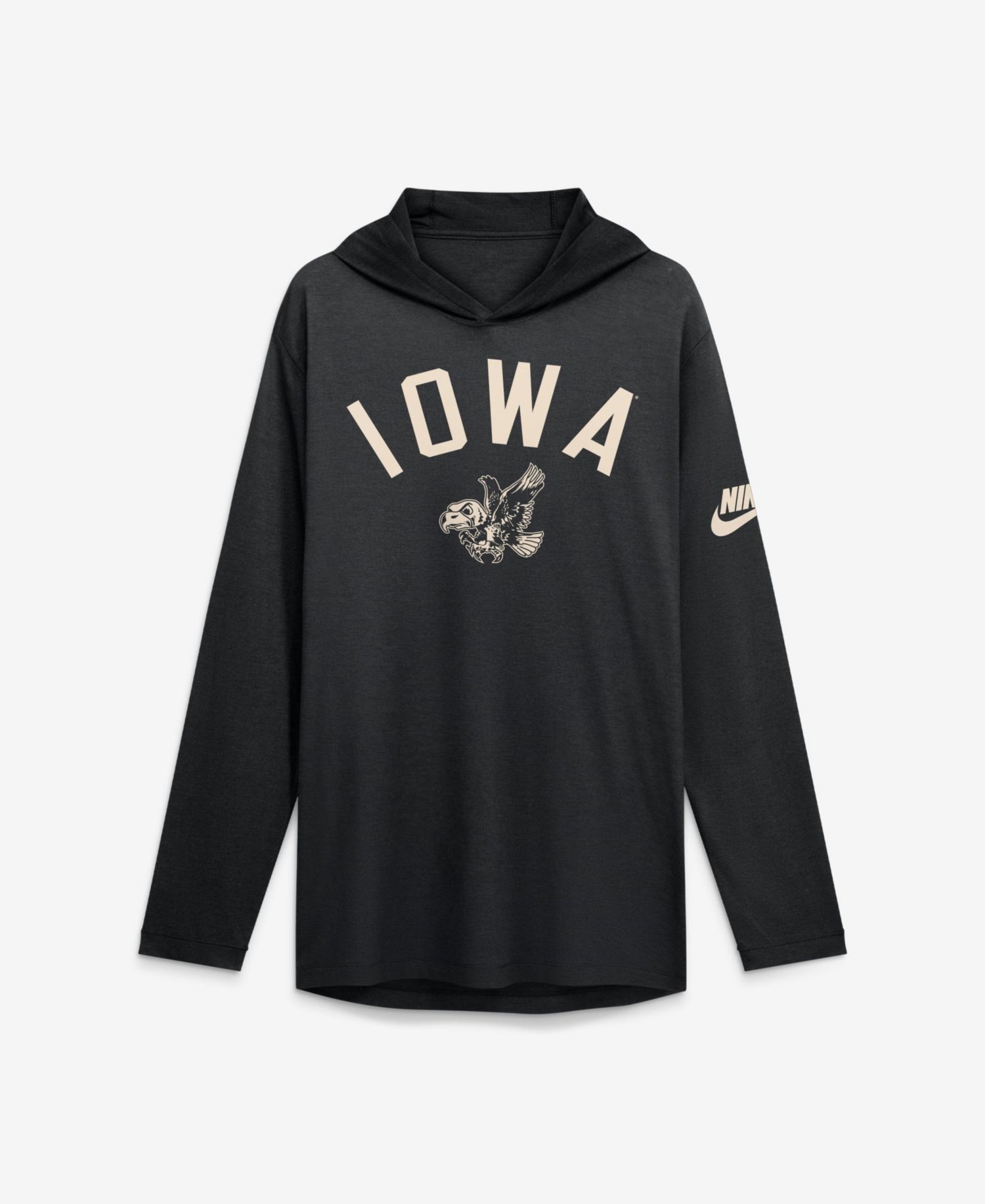 Men's Black Iowa Hawkeyes Legacy Arch Tri-Blend Long Sleeve Hooded T-Shirt