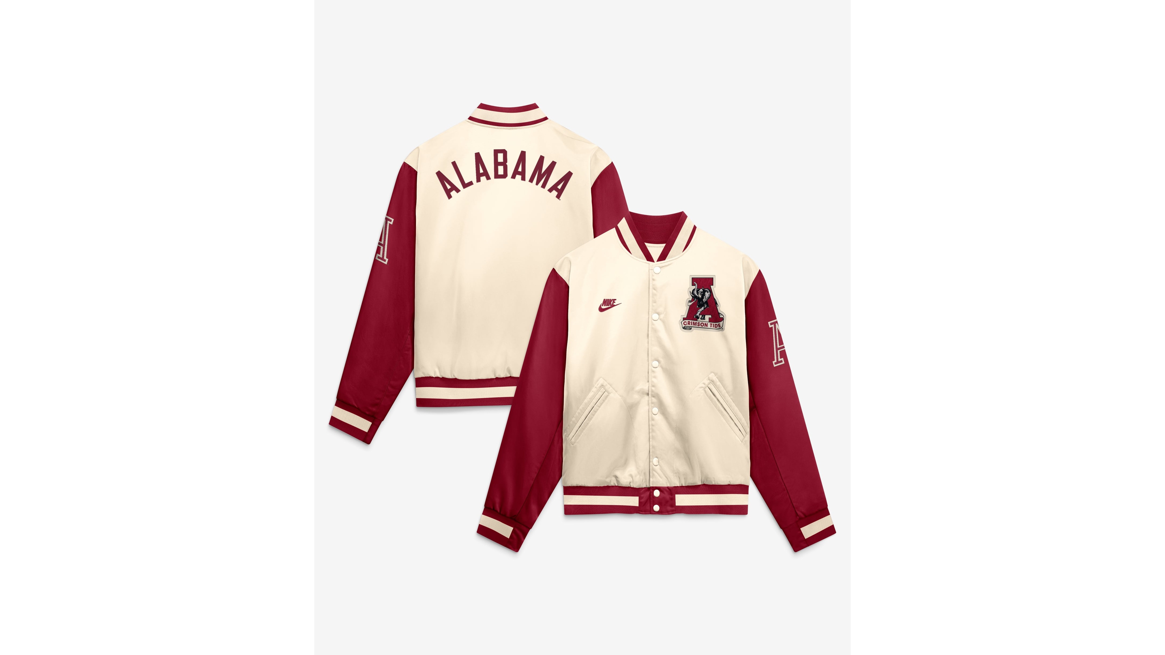 Nike Men's Natural/Crimson Alabama Crimson Tide Legacy Full-Snap Bomber Jacket