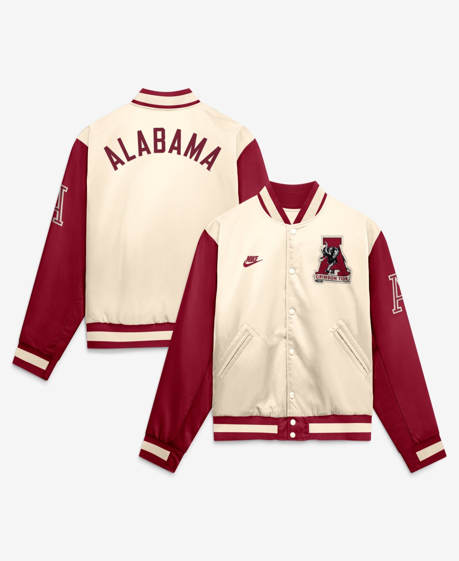 Men's Natural/Crimson Alabama Crimson Tide Legacy Full-Snap Bomber Jacket
