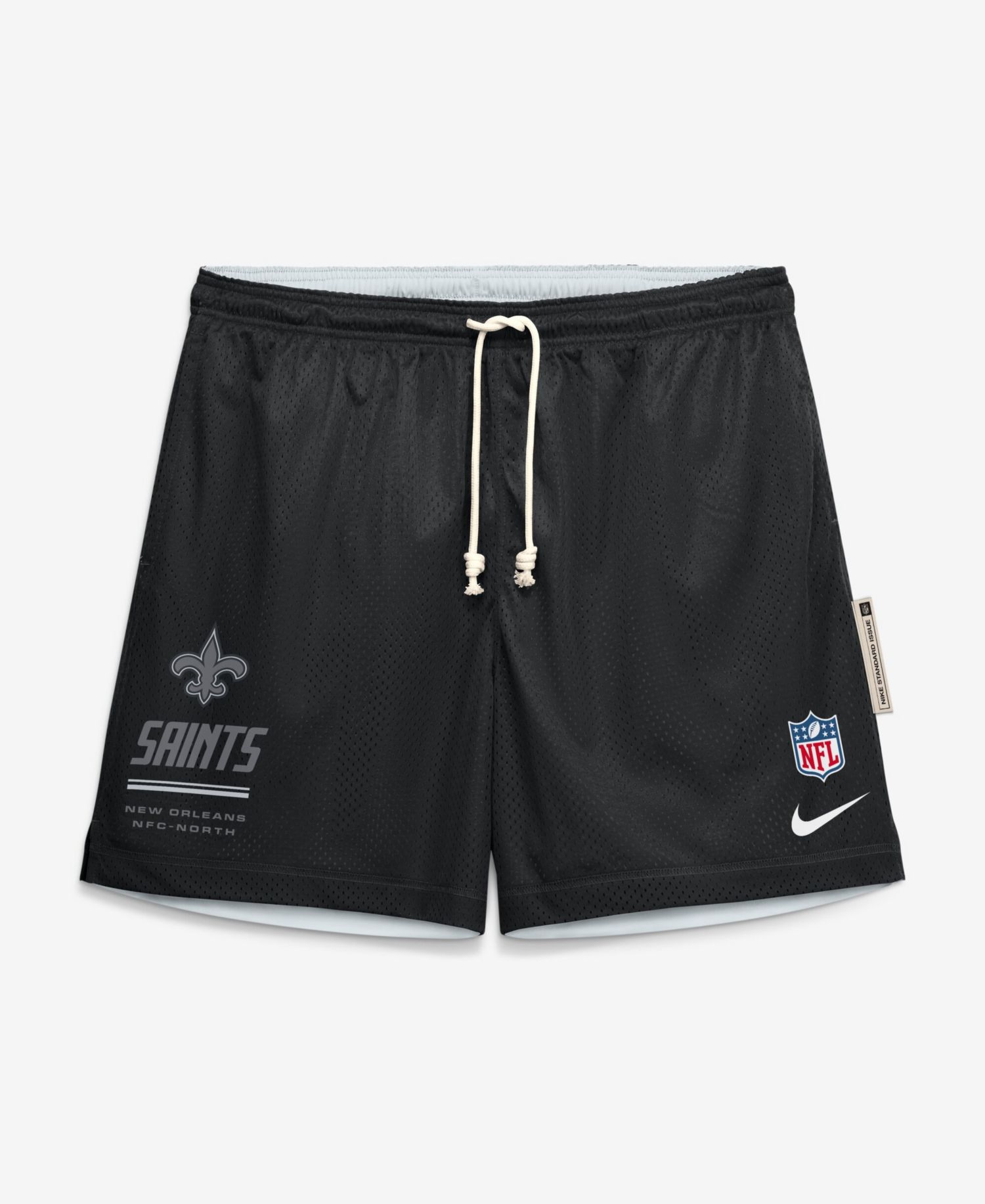 Men's Black/Platinum New Orleans Saints Sideline Standard Issue Dri-FIT Reversible Shorts