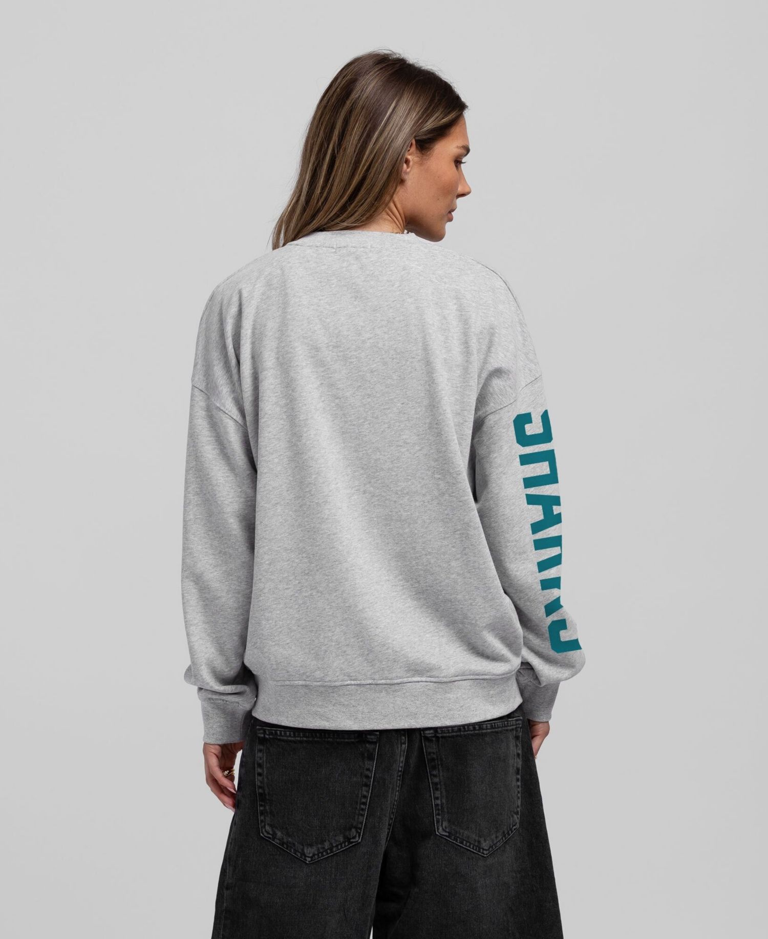 Women's Heather Gray San Jose Sharks Core 3-Hit Oversized Sweatshirt