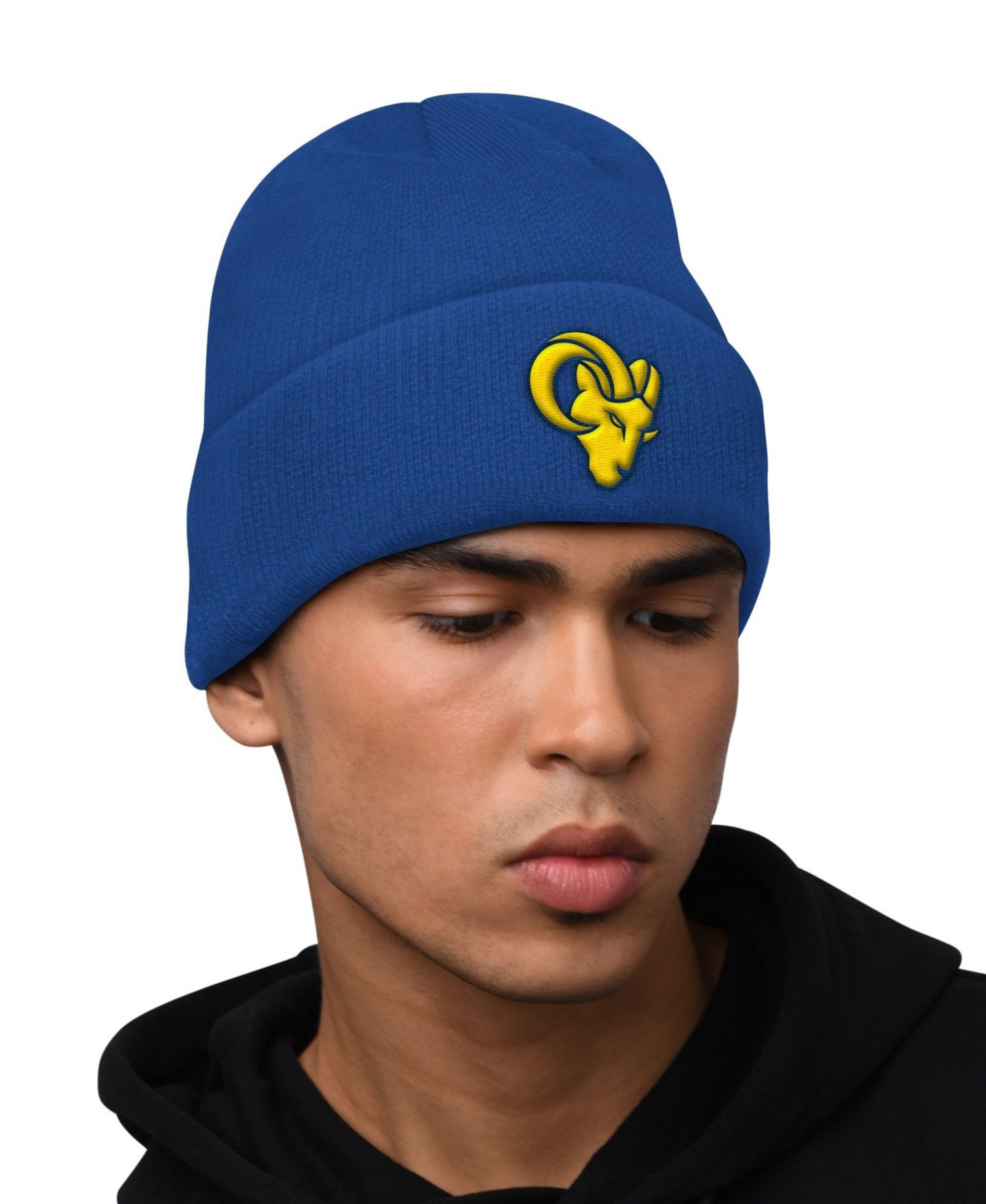 Men's Royal Los Angeles Rams Hoodie and Cuffed Knit Hat Combo Pack