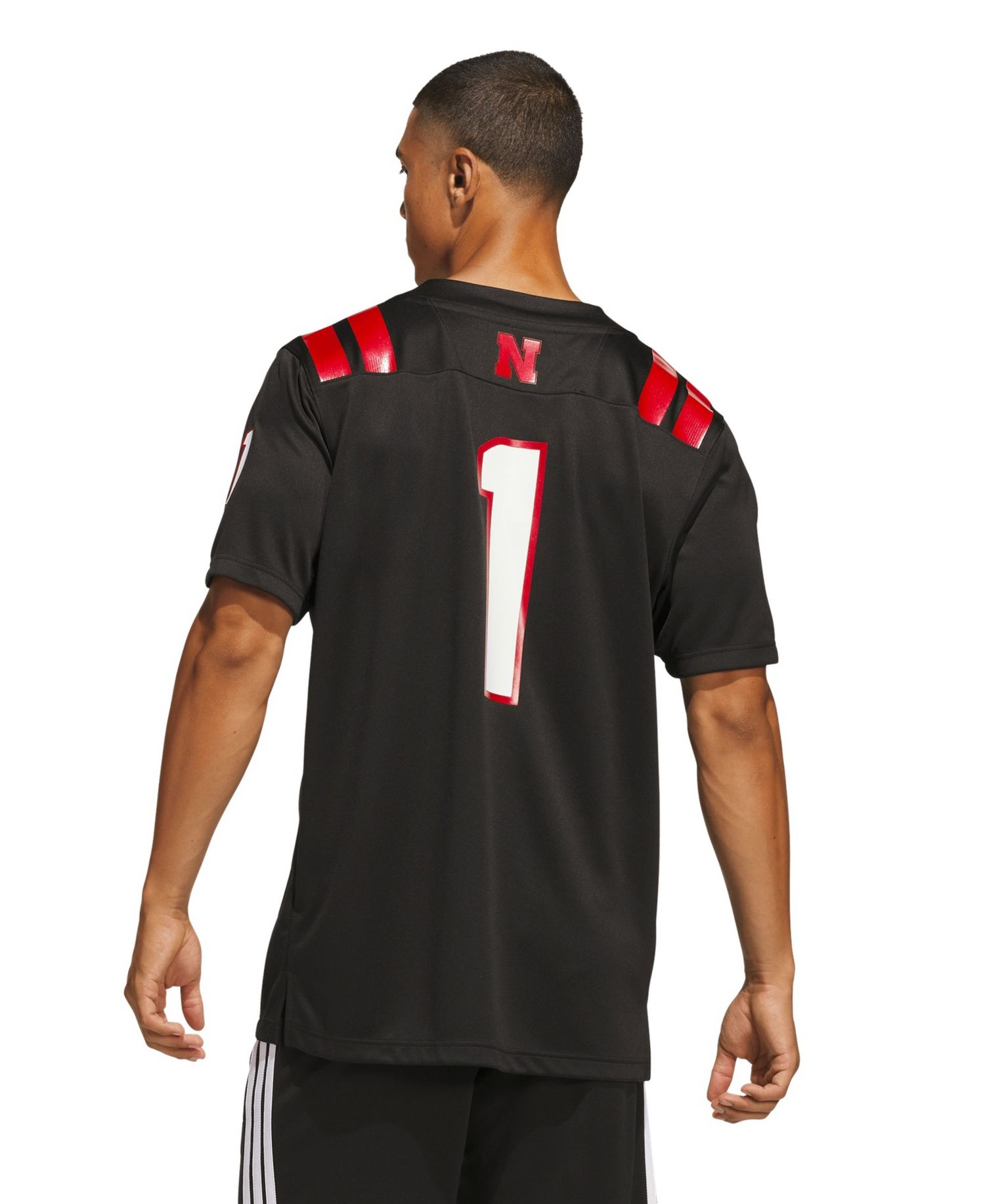 Men's #1 Black Nebraska Huskers Our Red Burns Brighter Premier Strategy Jersey