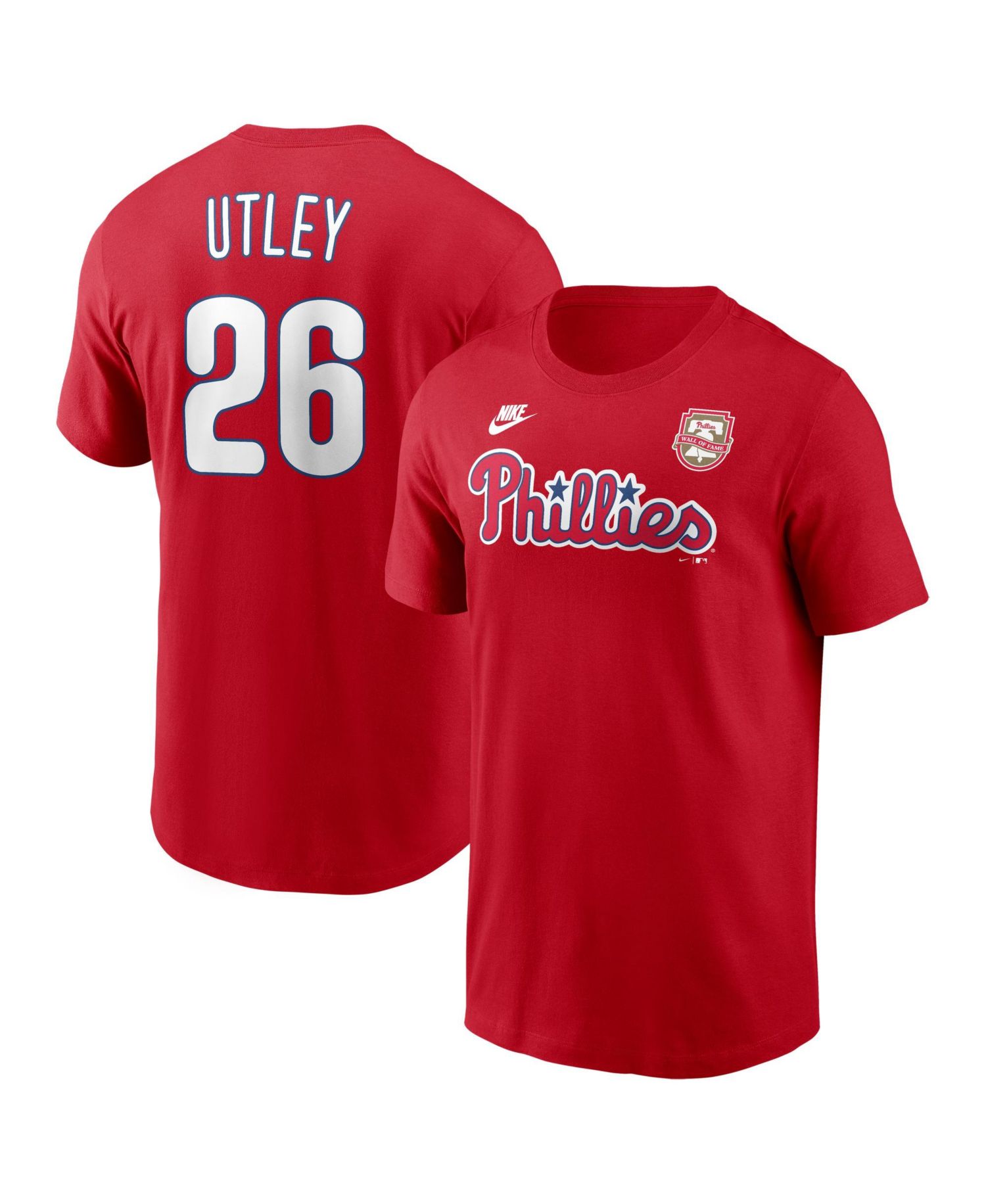 Men's Chase Utley Red Philadelphia Phillies Wall of Fame Name & Number T-Shirt