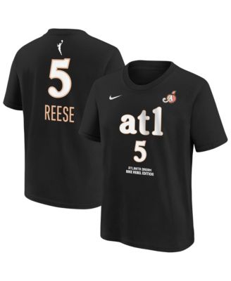 Big Boys and Girls Angel Reese Black Atlanta Dream Rebel Edition Name & Number T-Shirt