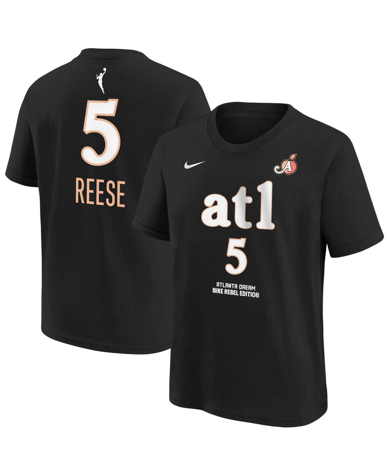 Big Boys and Girls Angel Reese Black Atlanta Dream Rebel Edition Name & Number T-Shirt