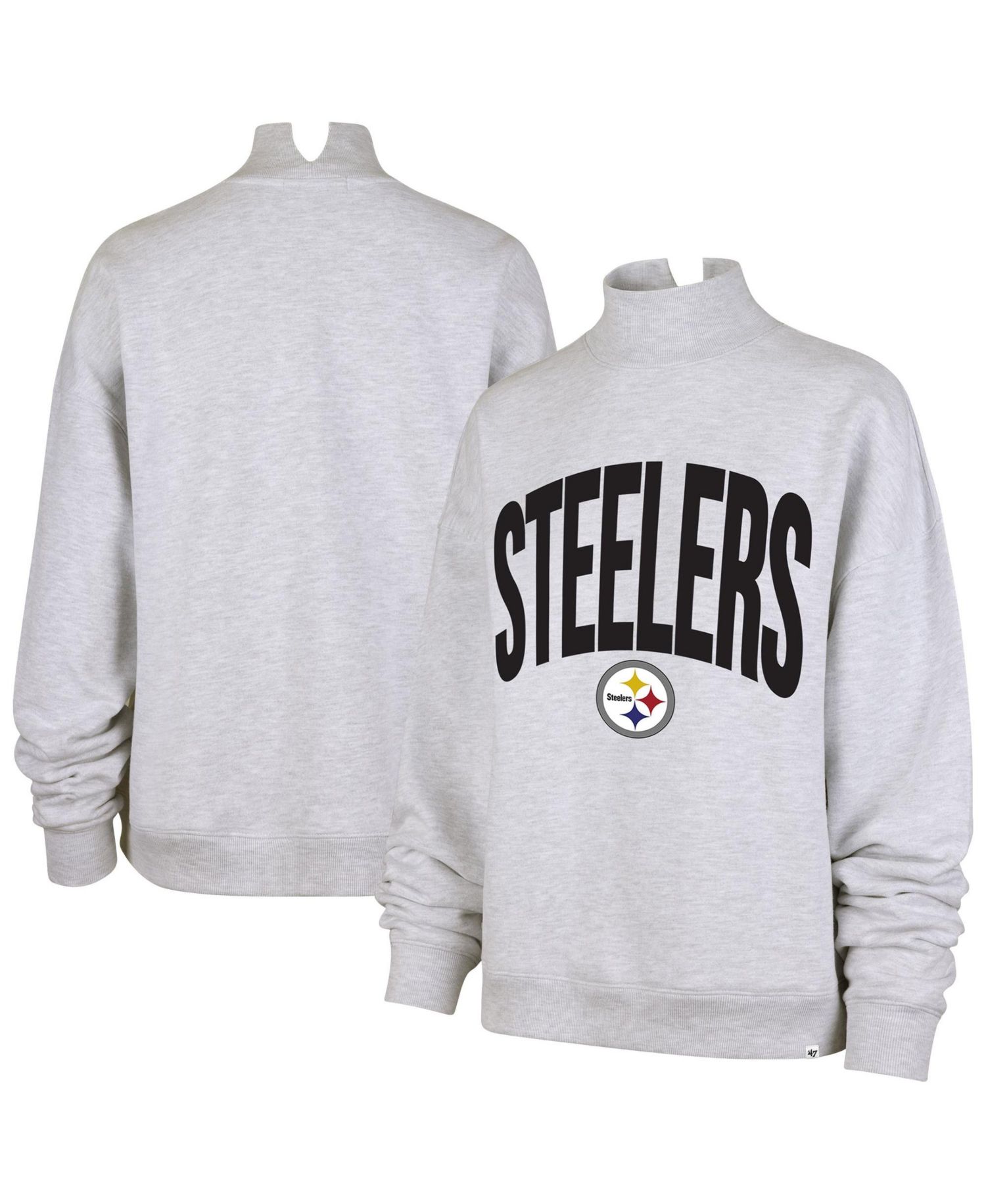 Women's '47 Gray Pittsburgh Steelers Subtle Muse Mock Neck Sweatshirt